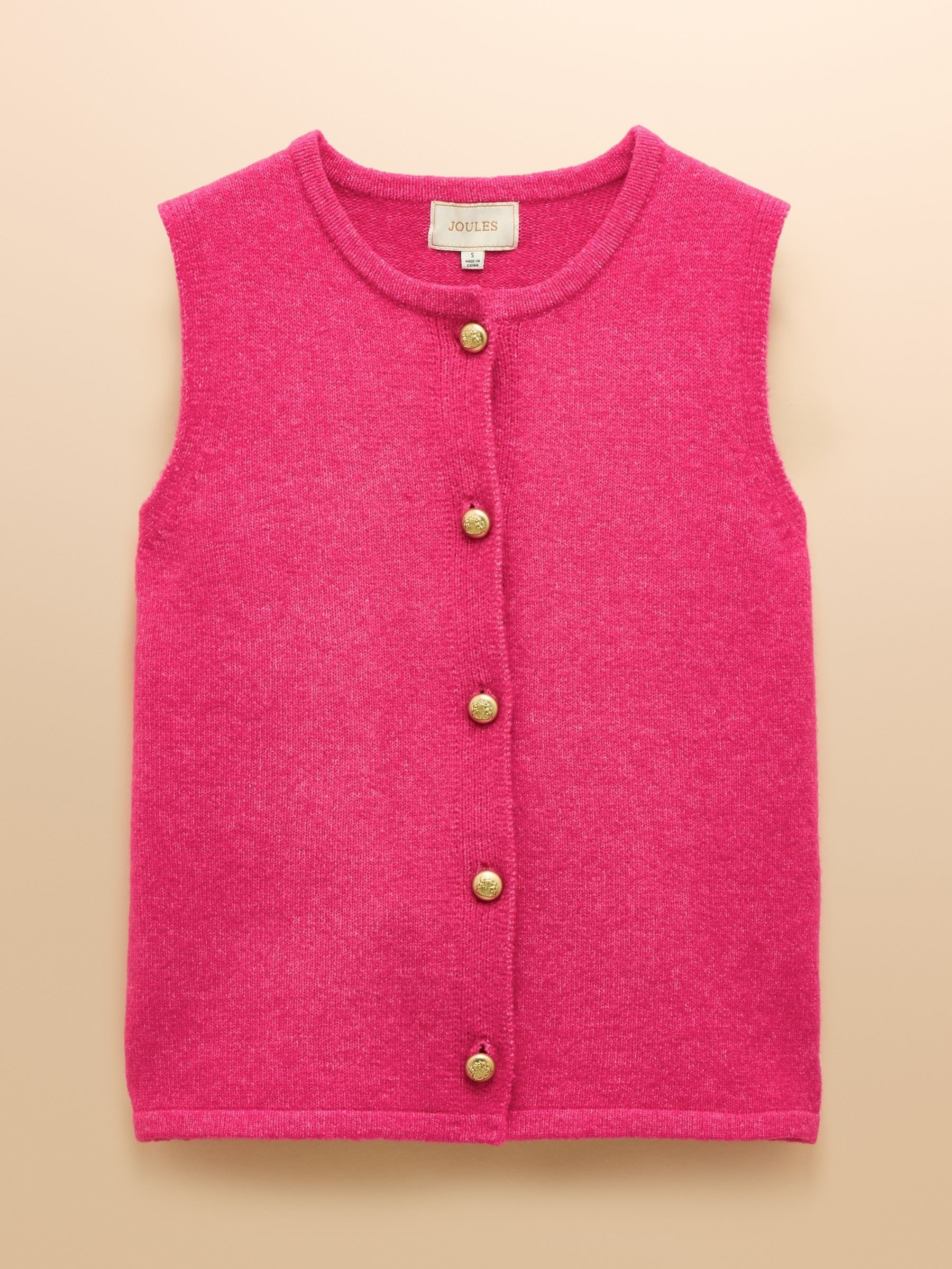 Holly Pink Fushsia Button Through Knitted Vest - Image 8 of 8
