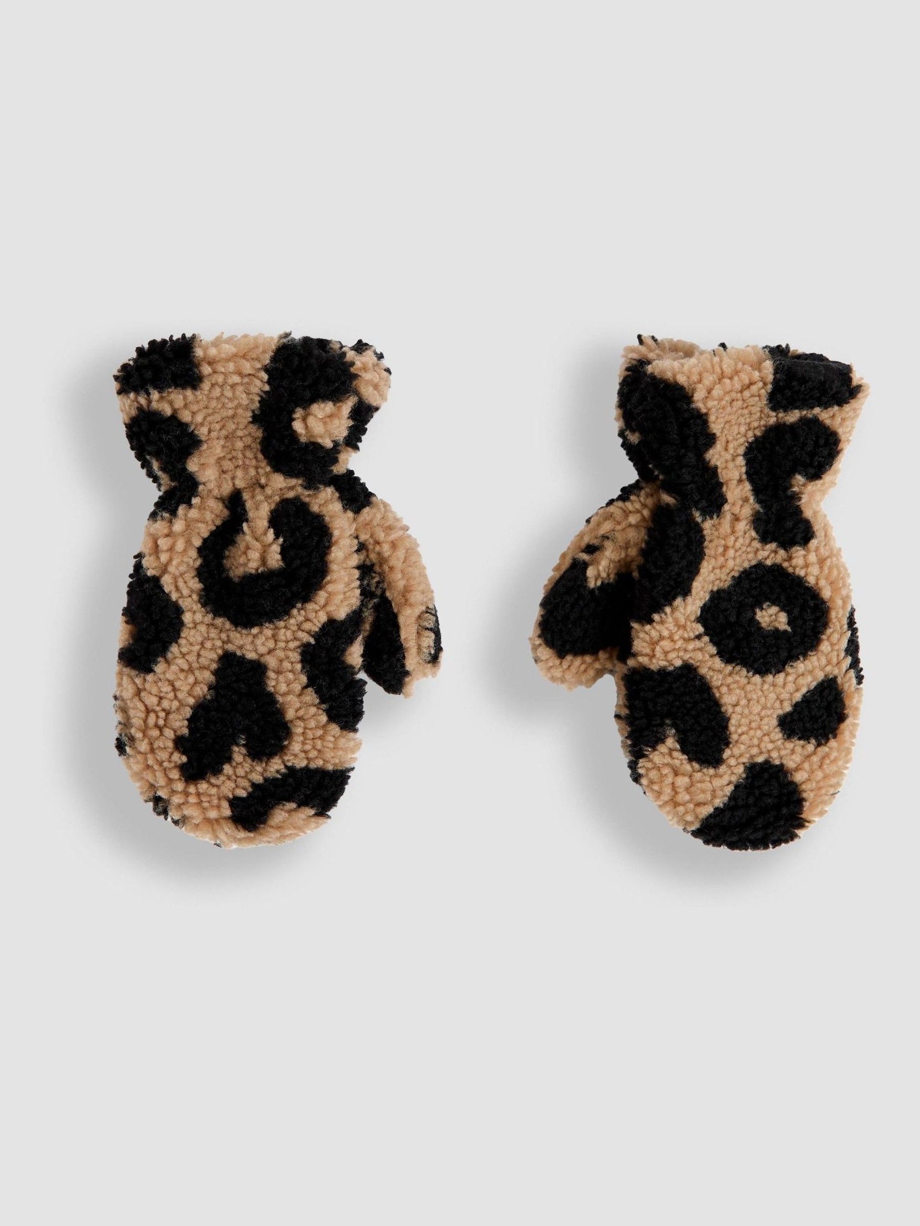 Cream Leopard Print Mittens - Image 1 of 3