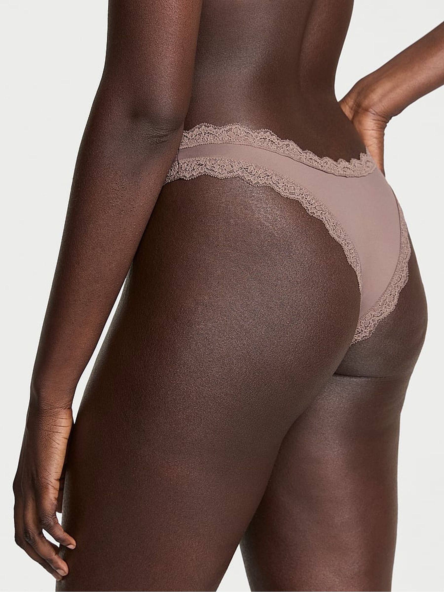 Cloudy Grey Lace Trim Brazilian Knickers - Image 2 of 3