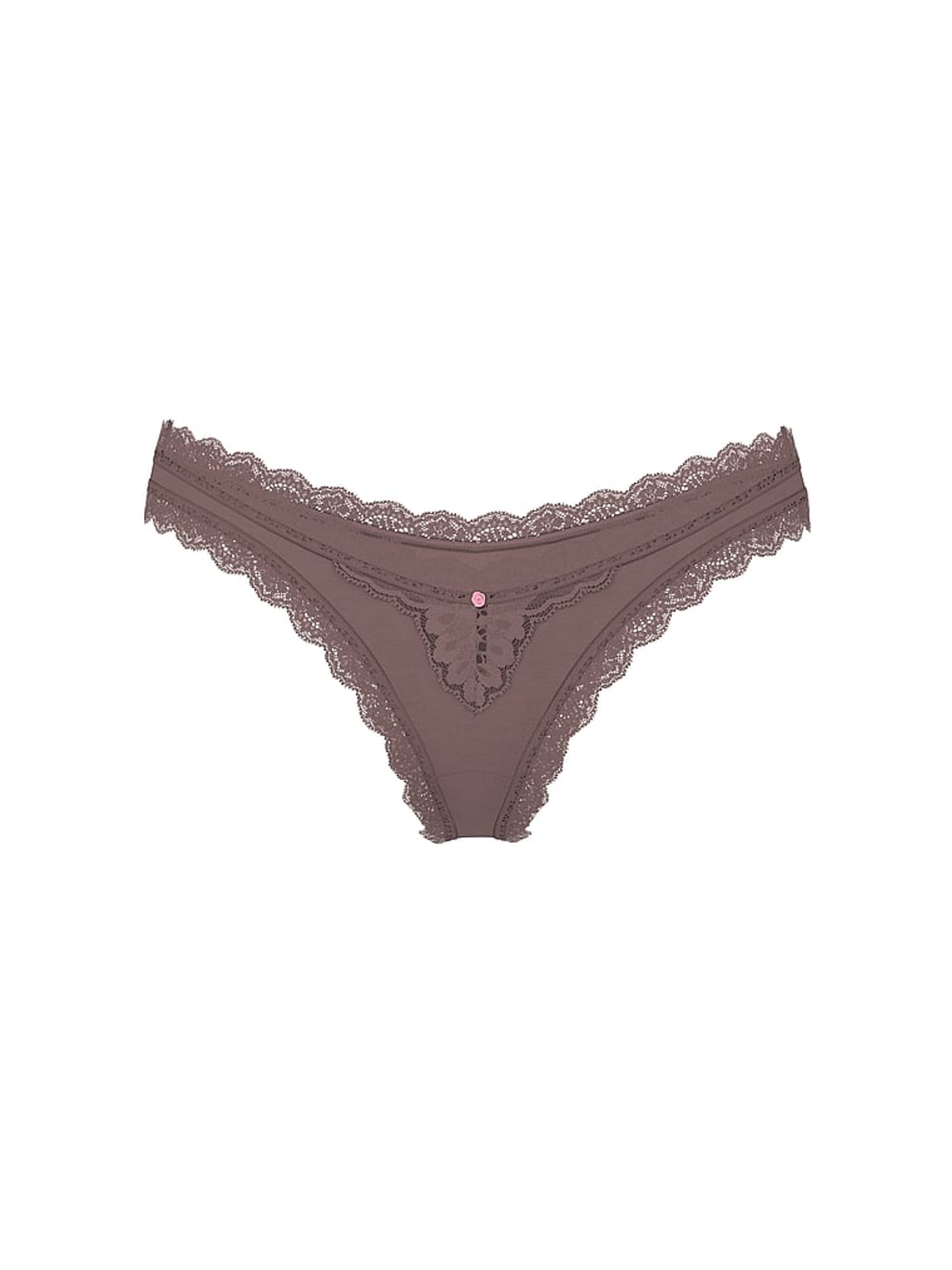 Cloudy Grey Lace Trim Brazilian Knickers - Image 3 of 3