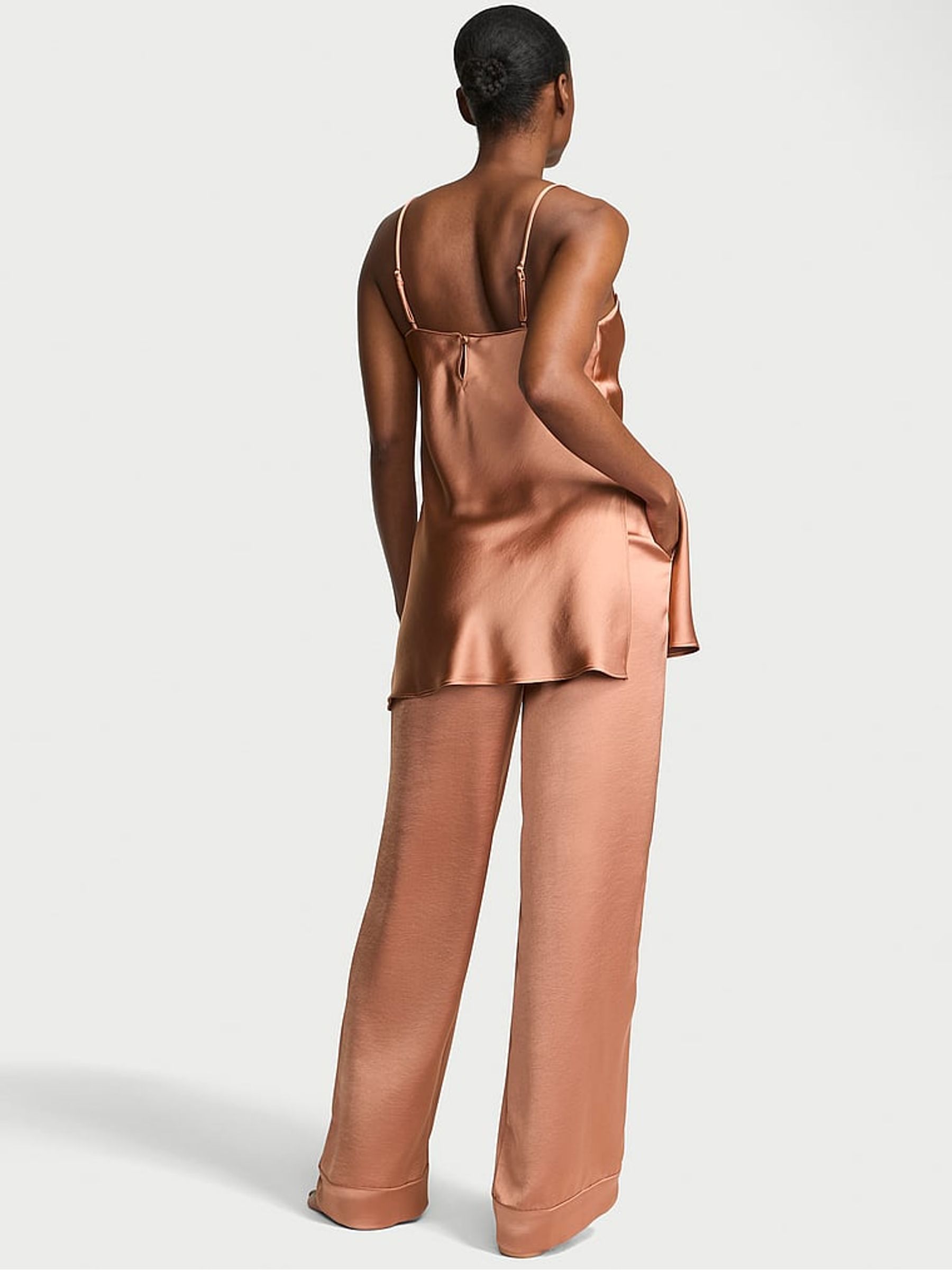 Desert Blush Brown Luxe Satin Tunic and Trouser Set - Image 2 of 2