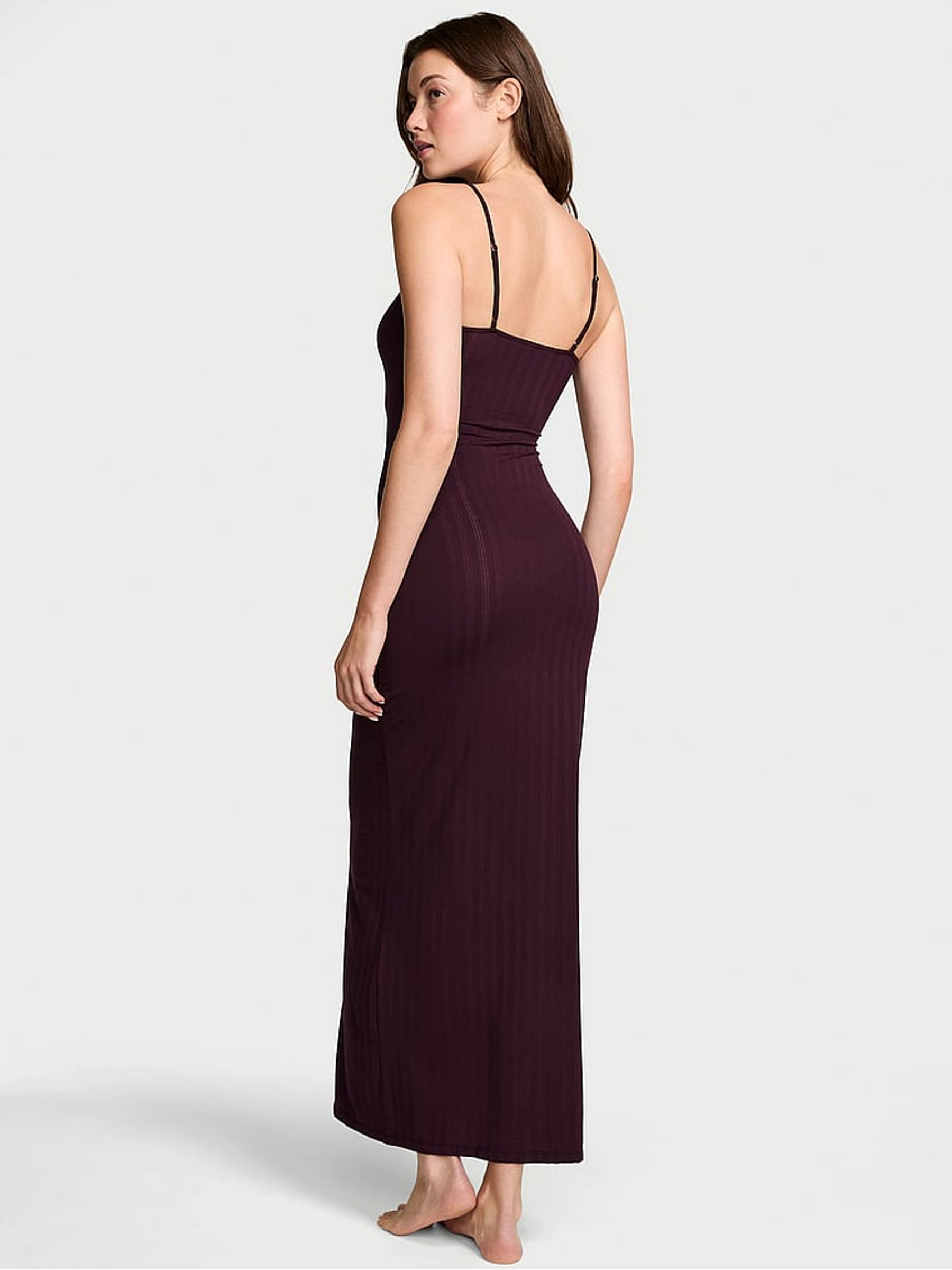 burgundy floral lace dress Louanne Slinky Long Sleeve Maxi Dress - Burgundy