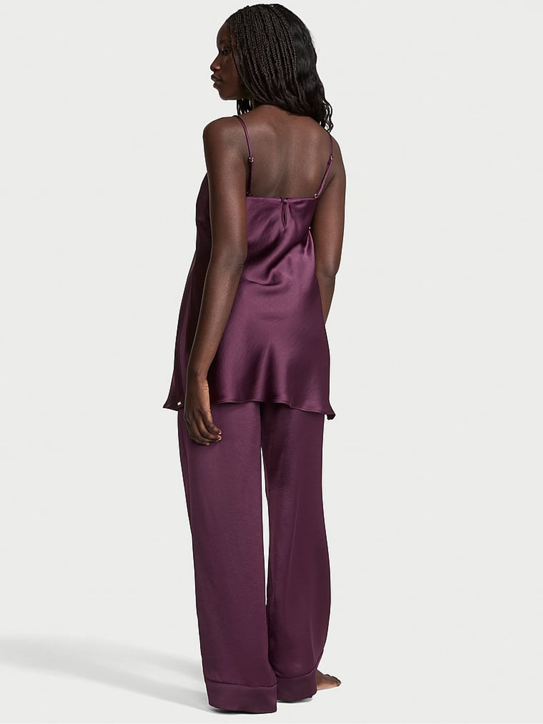 Winter Wine Purple Luxe Satin Tunic and Trouser Set - Image 2 of 2