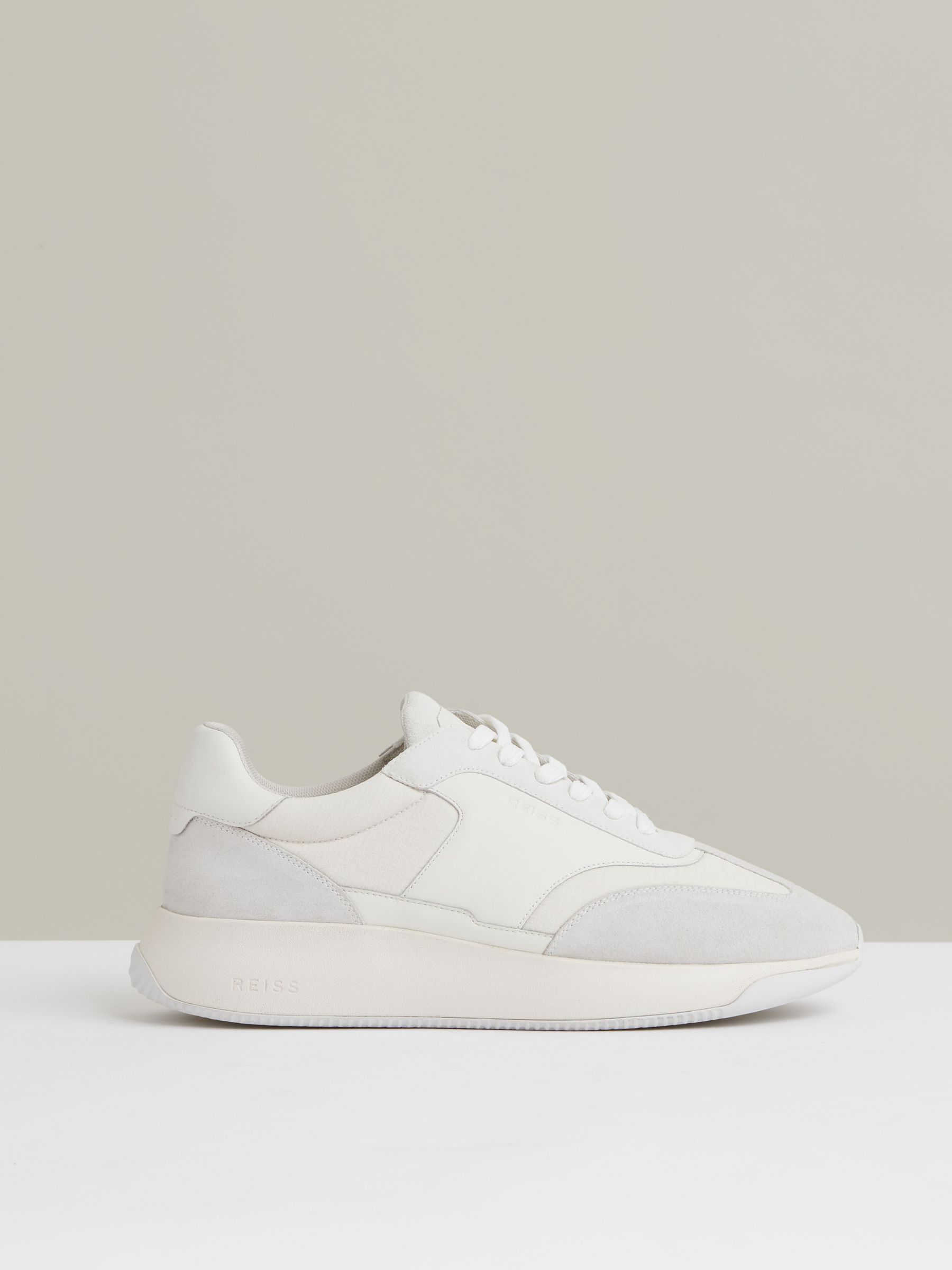 Bonded-Leather Suede Running Trainers in White - Image 1 of 5 Bonded-Leather Suede Running Trainers in White - Image 1 of 5