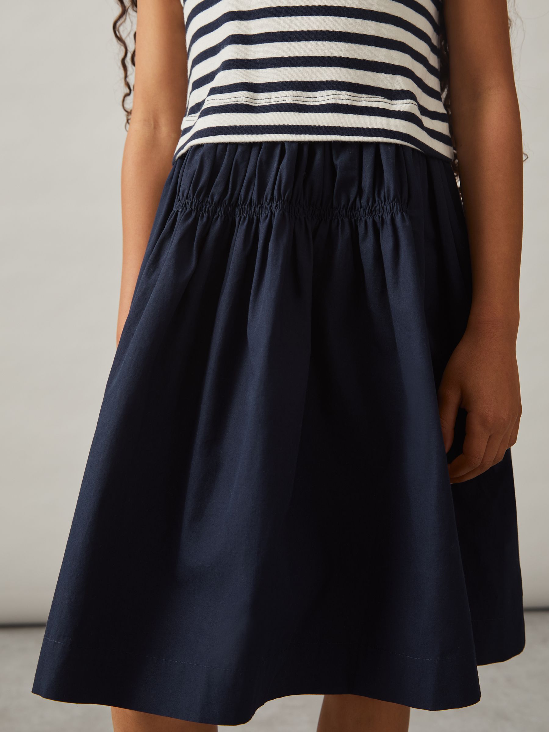 3-9 yrs Cotton Layered Sleeveless Midi Dress in Navy - Image 3 of 4