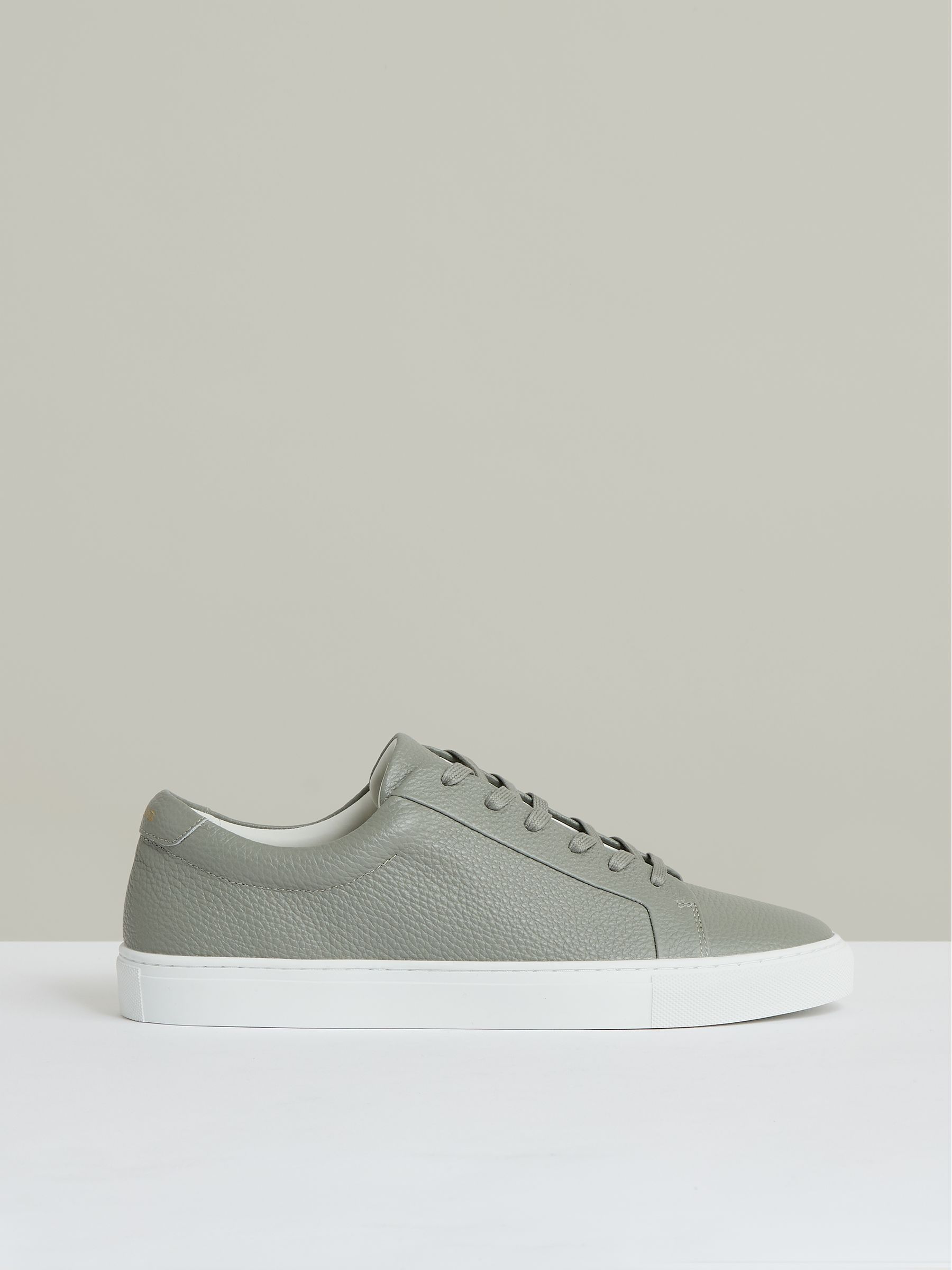 Tumbled-Leather Low-Top Trainers in Mint Green - Image 1 of 4 Tumbled-Leather Low-Top Trainers in Mint Green - Image 1 of 4