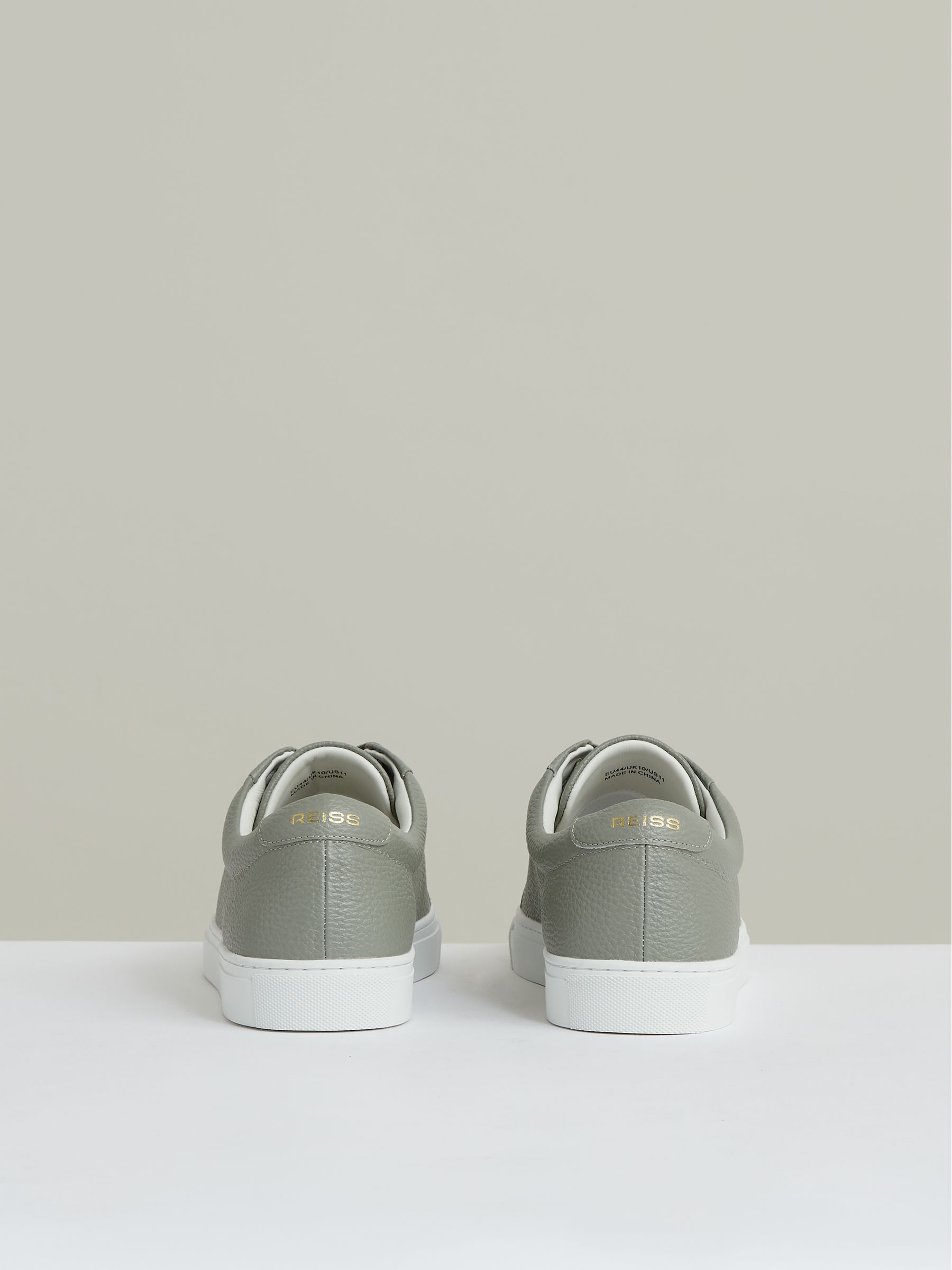Tumbled-Leather Low-Top Trainers in Mint Green - Image 3 of 4