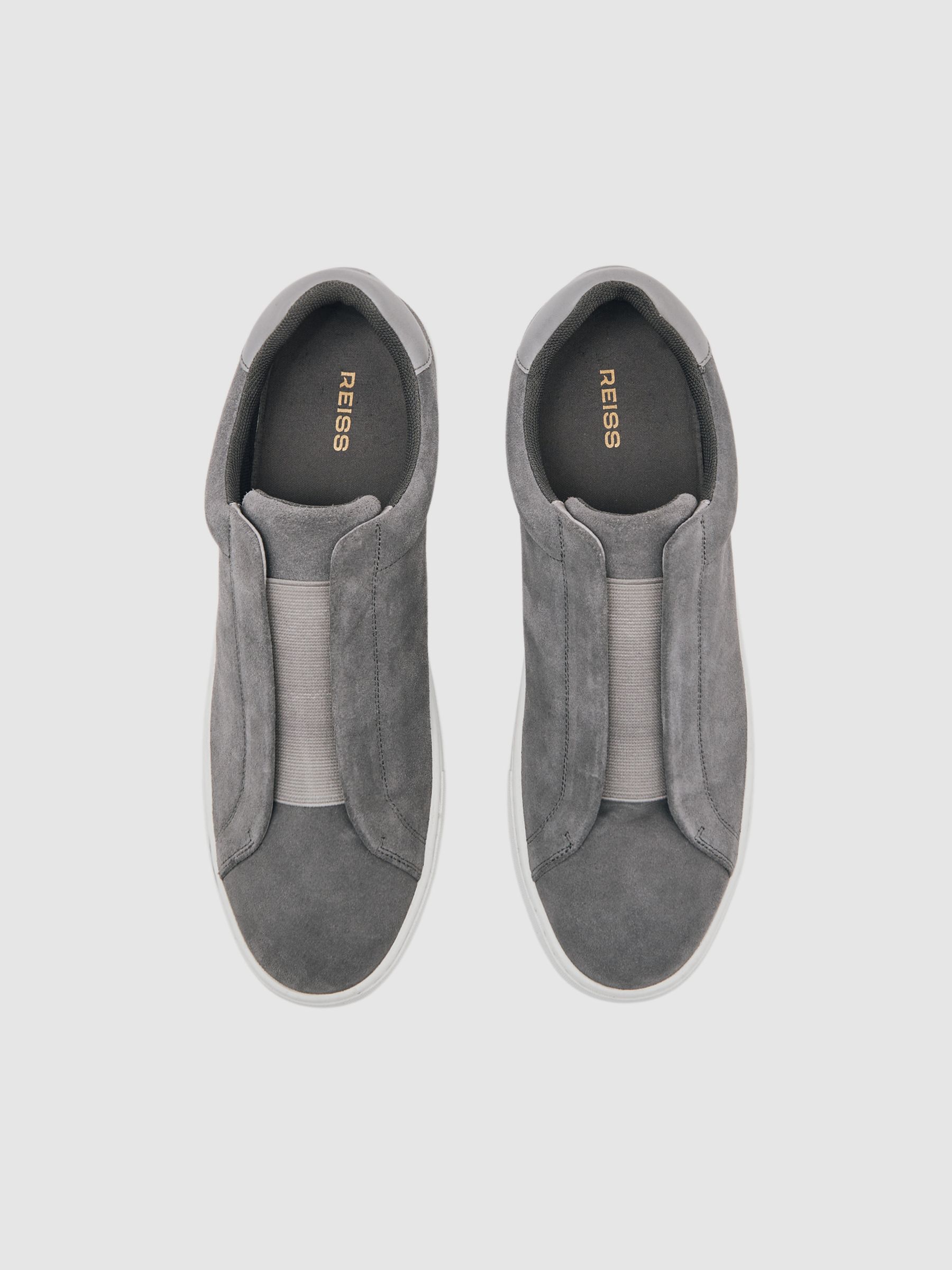 Suede Slip-On Elasticated Trainers in Grey - image 2