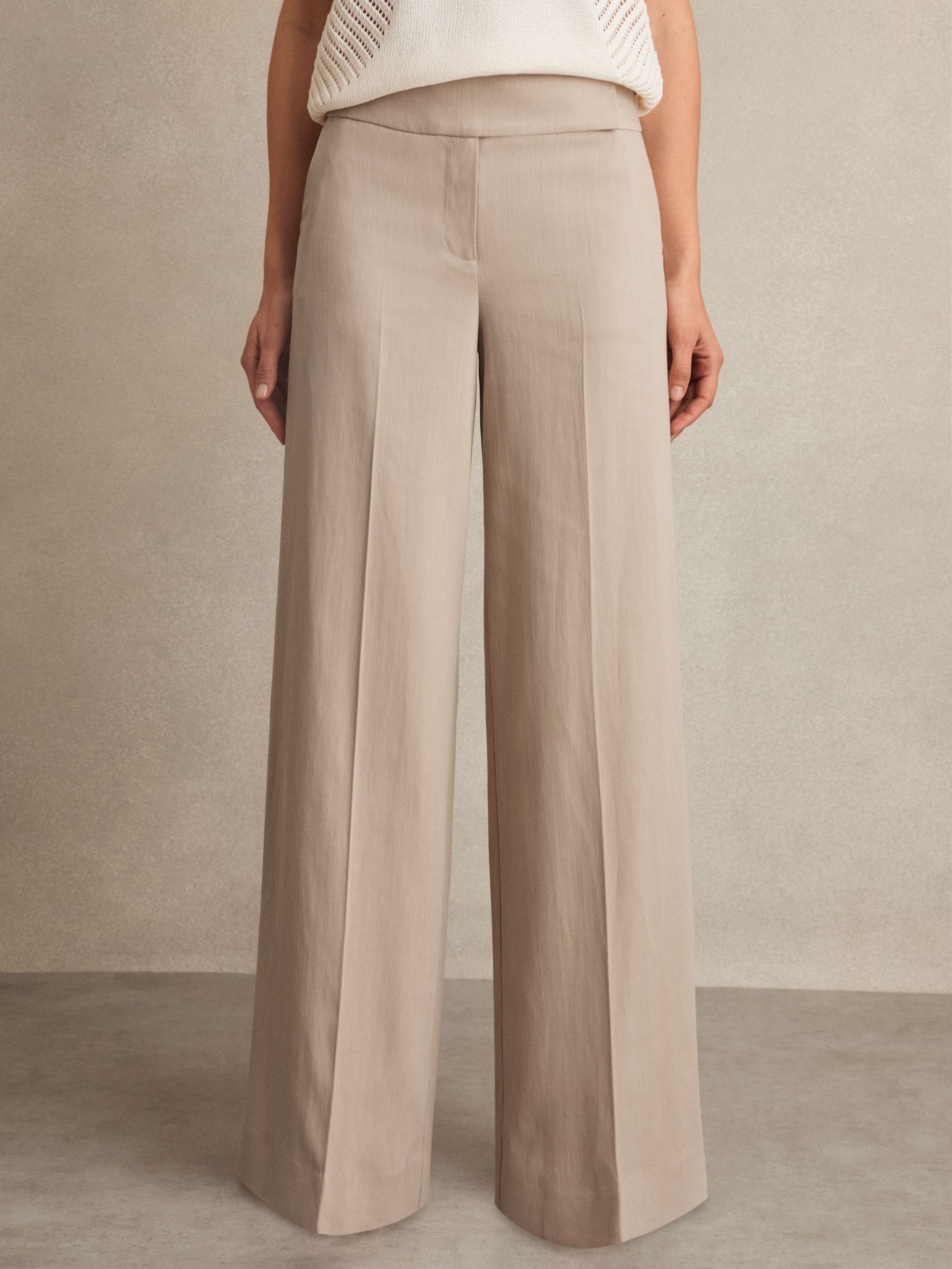 Lyocell-Linen Wide-Leg Trousers in Neutral - Image 3 of 5
