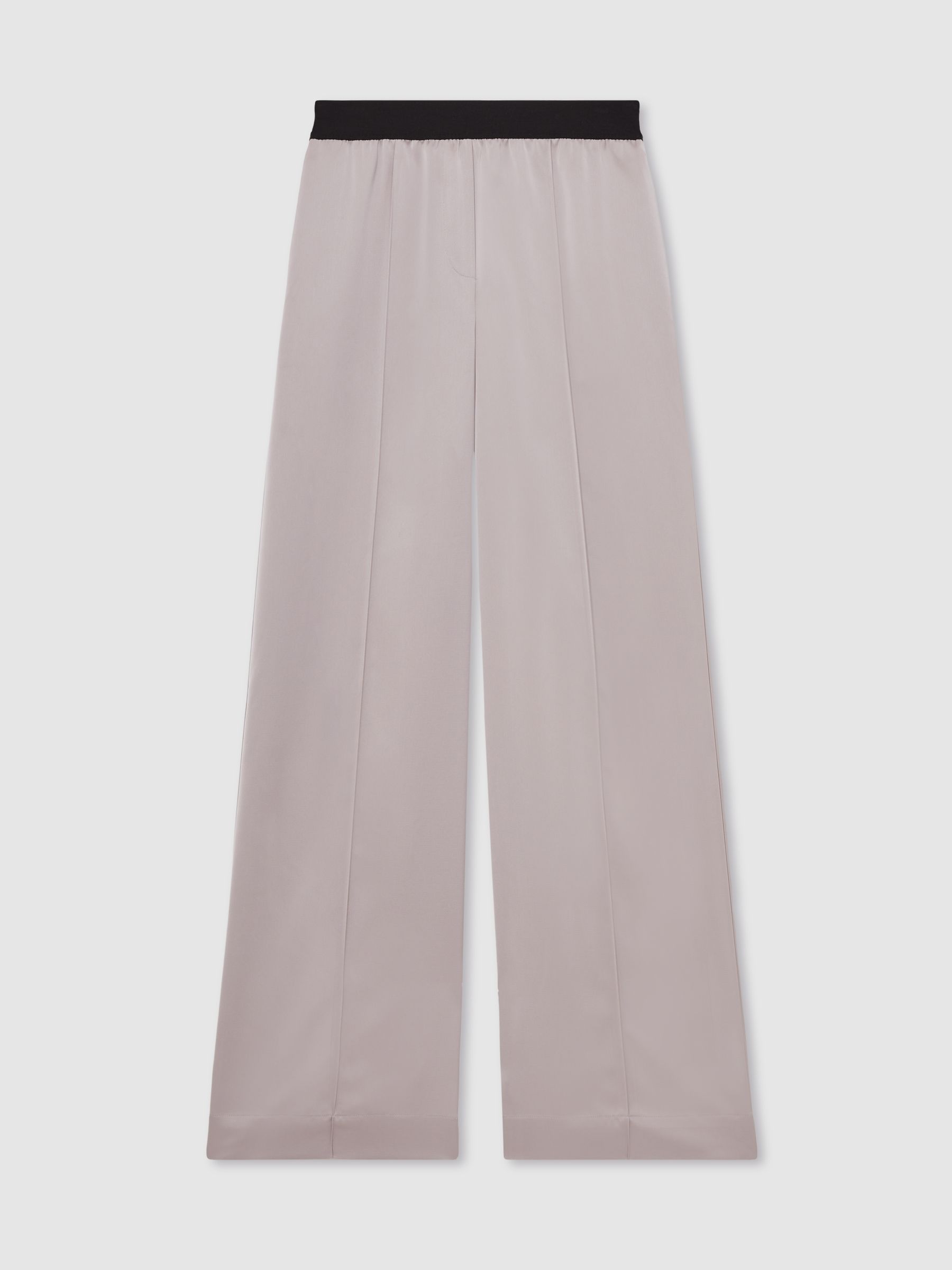 Satin Wide Leg Elastic Waist Trousers in Grey - Image 2 of 6
