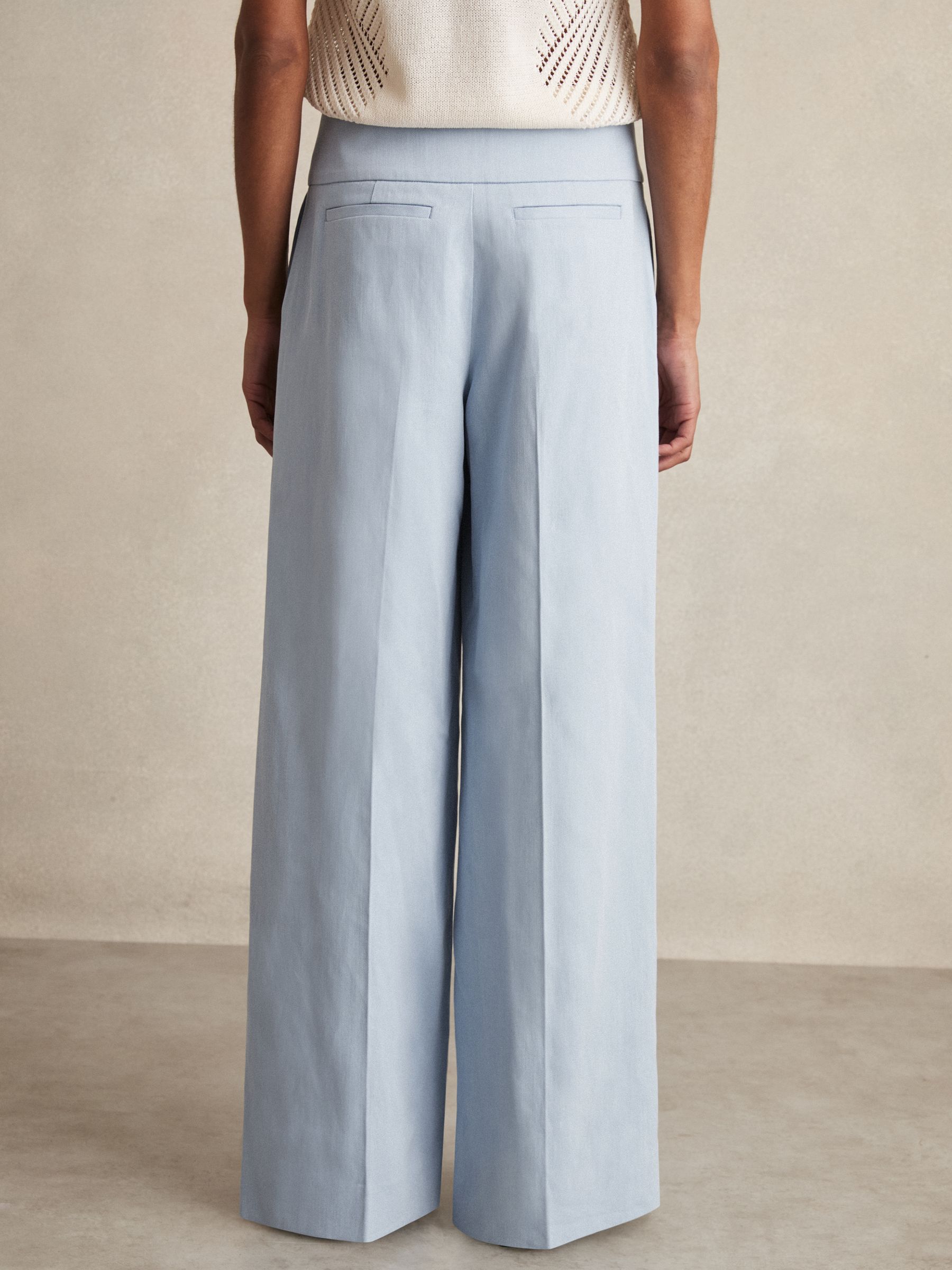 Lyocell-Linen Wide-Leg Trousers in Blue - image 4