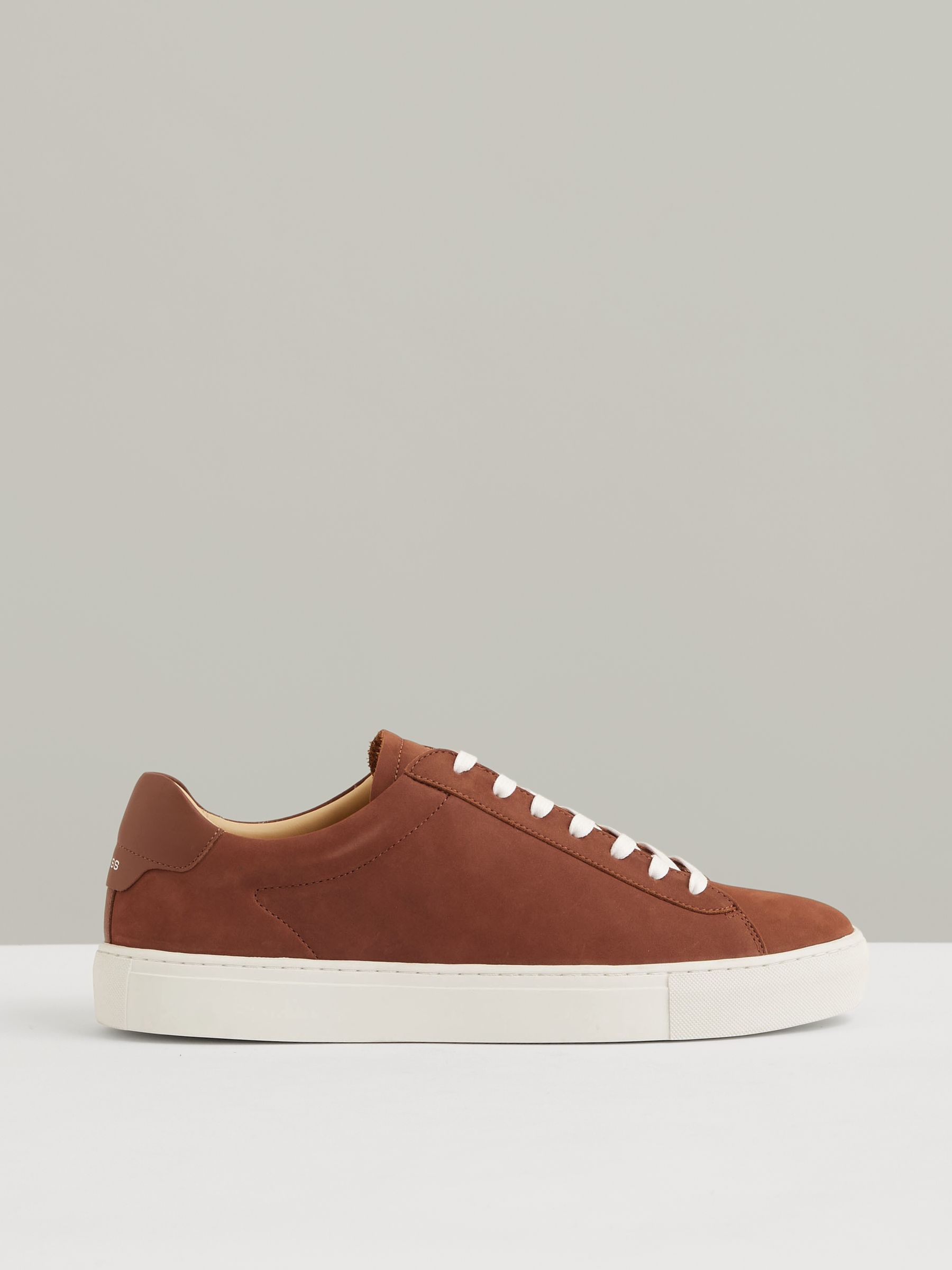 Nubuck Leather Low-Top Trainers in Brickwood Red - Image 1 of 5
