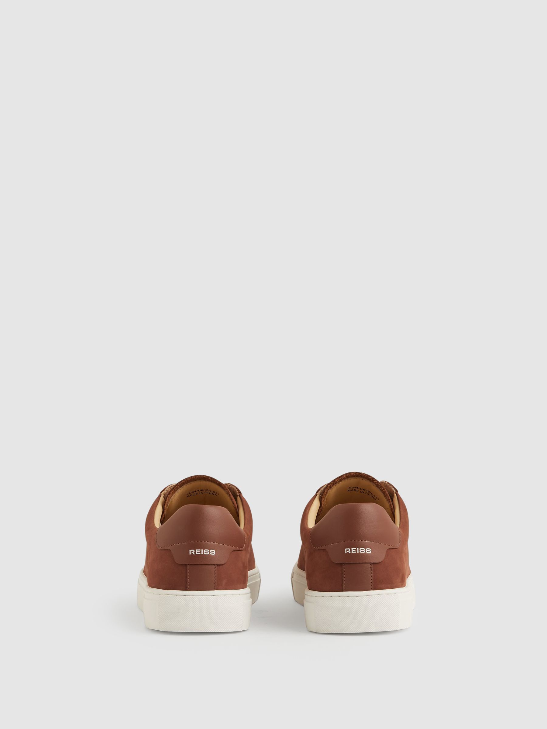 Nubuck Leather Lace-Up Trainers in Brickwood Red - image 2
