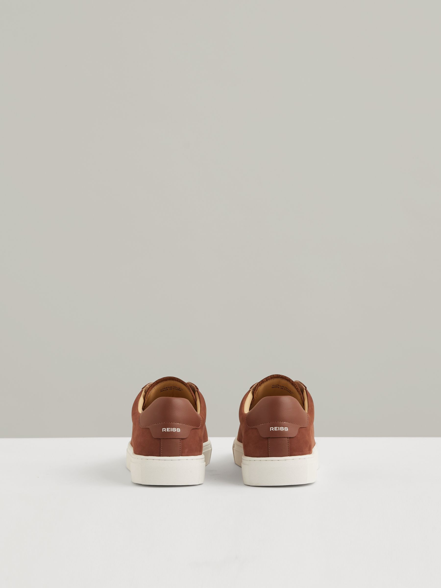 Nubuck Leather Low-Top Trainers in Brickwood Red - Image 4 of 5