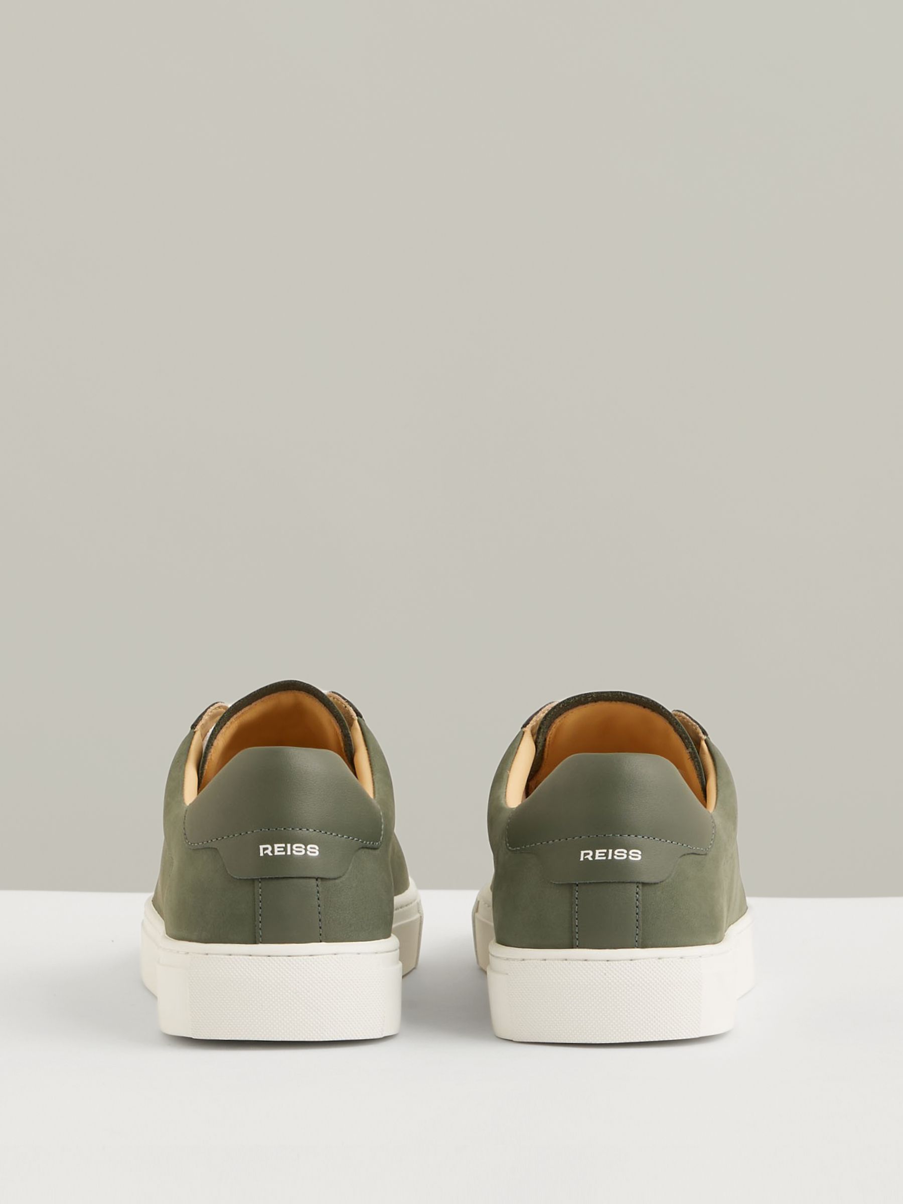 Nubuck Leather Low-Top Trainers in Thyme Green - Image 5 of 5