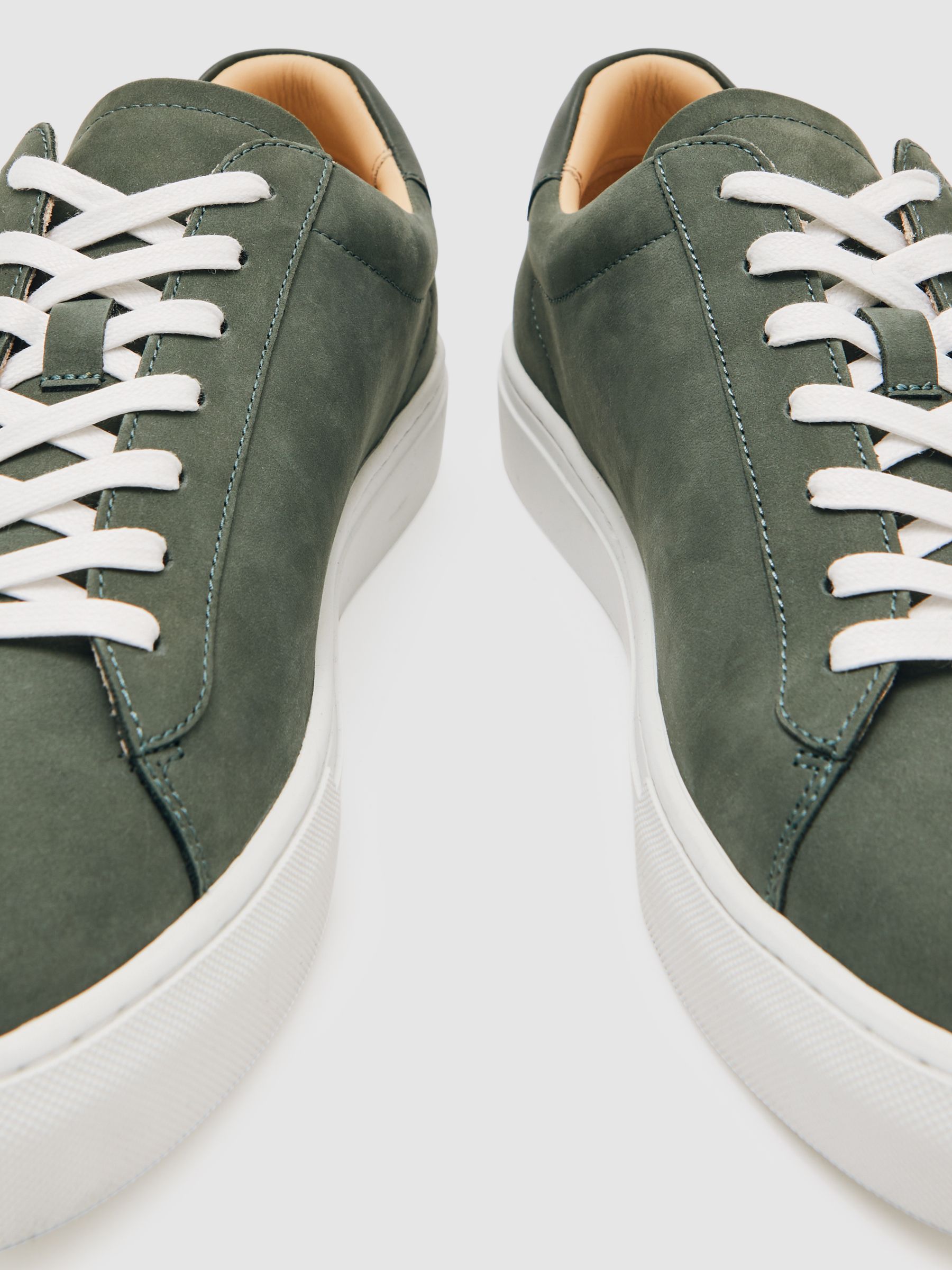 Nubuck Leather Low-Top Trainers in Thyme Green - Image 6 of 6