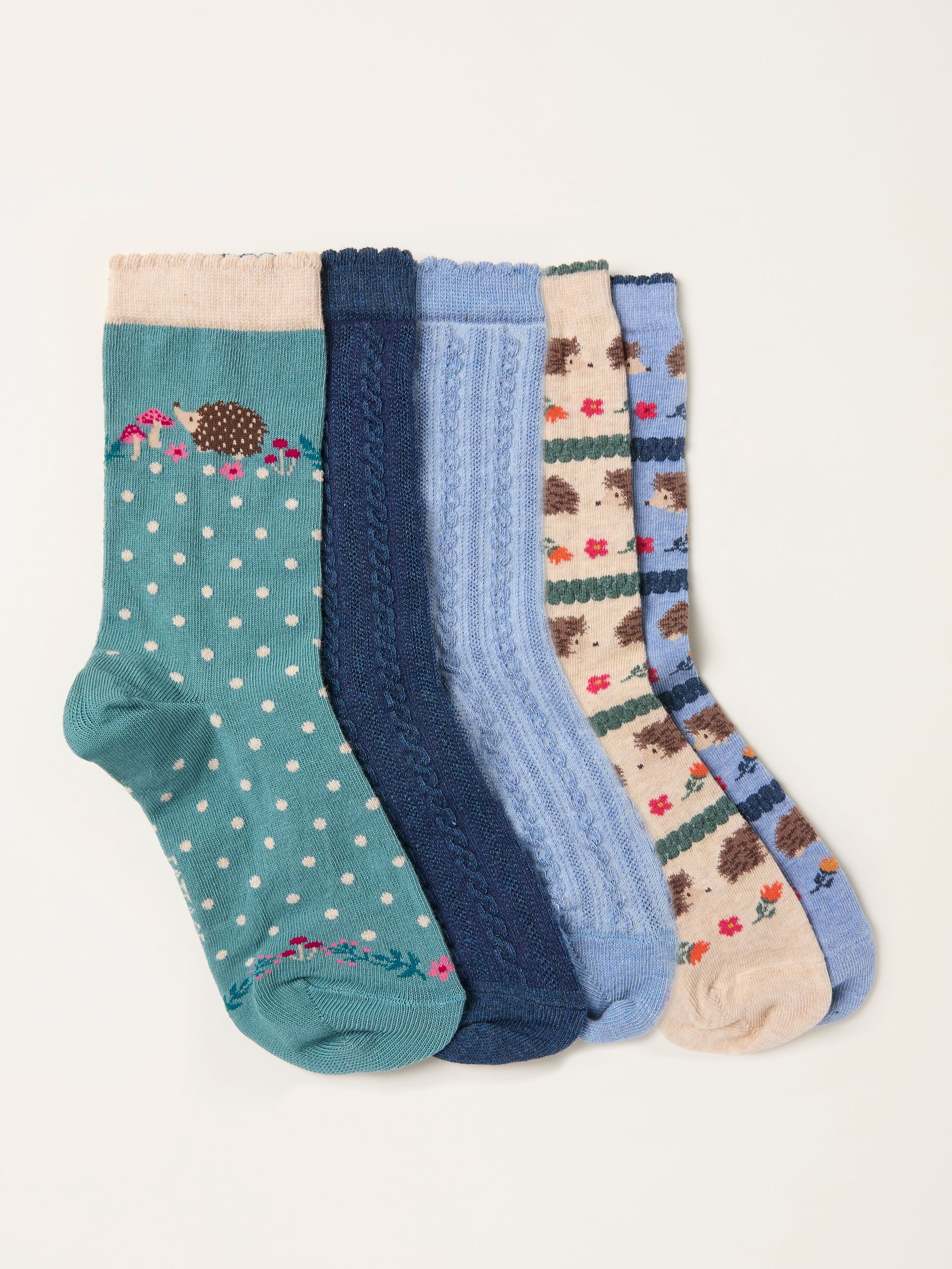 Multi 5 Pairs of Hedgehog Socks - Image 1 of 2