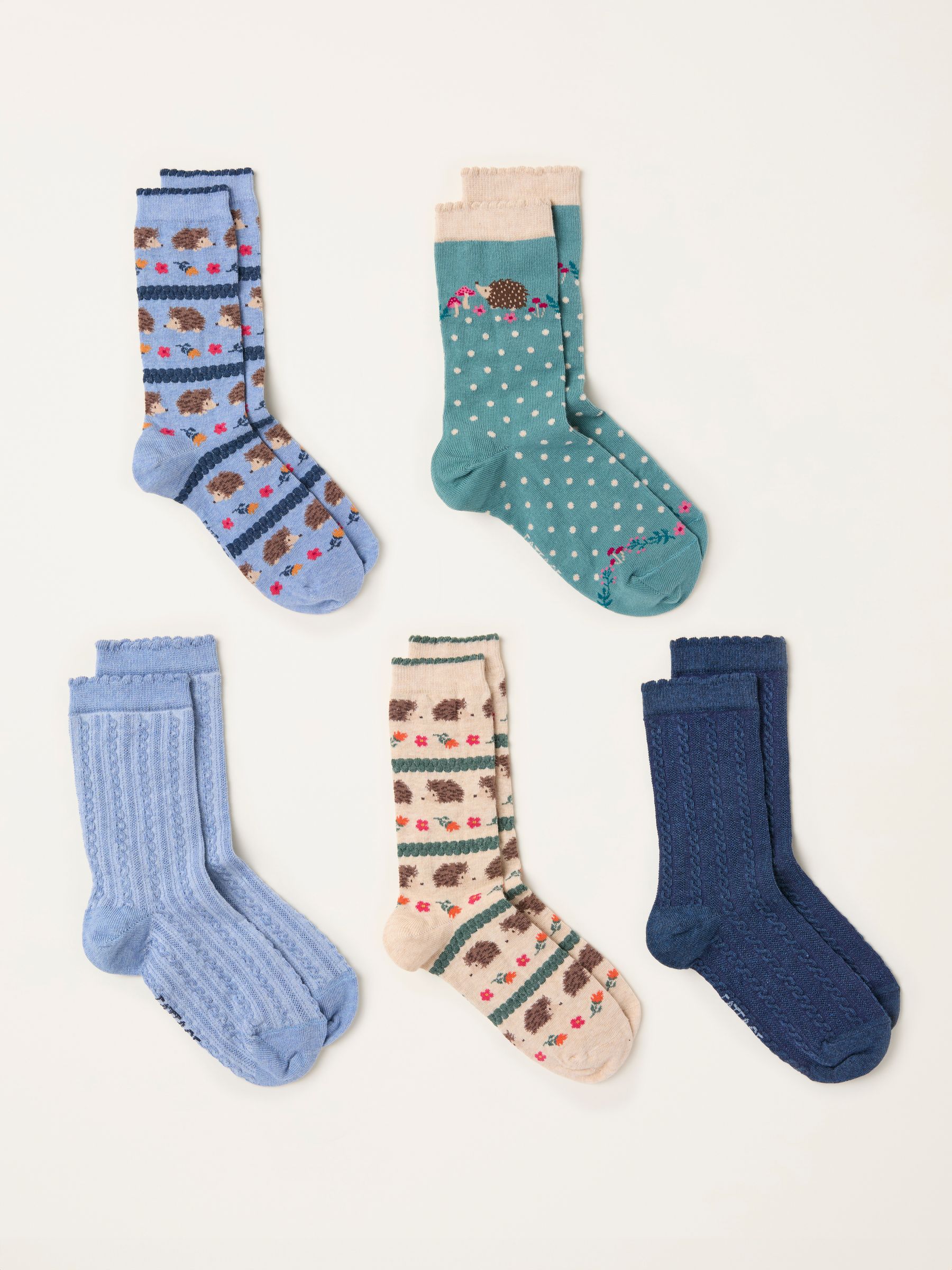 Multi 5 Pairs of Hedgehog Socks - Image 2 of 2