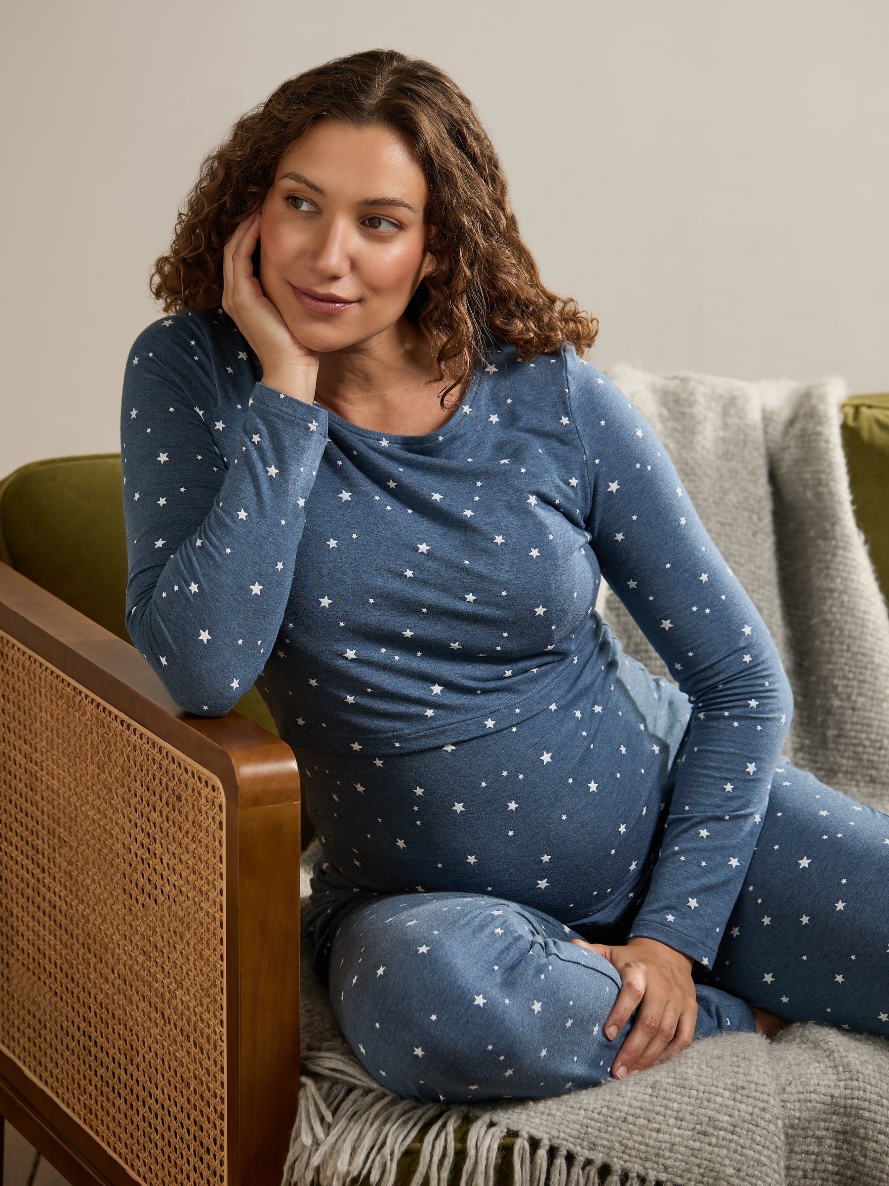 Blue Maternity & Nursing Leopard  Pyjama Set - Image 3 of 9