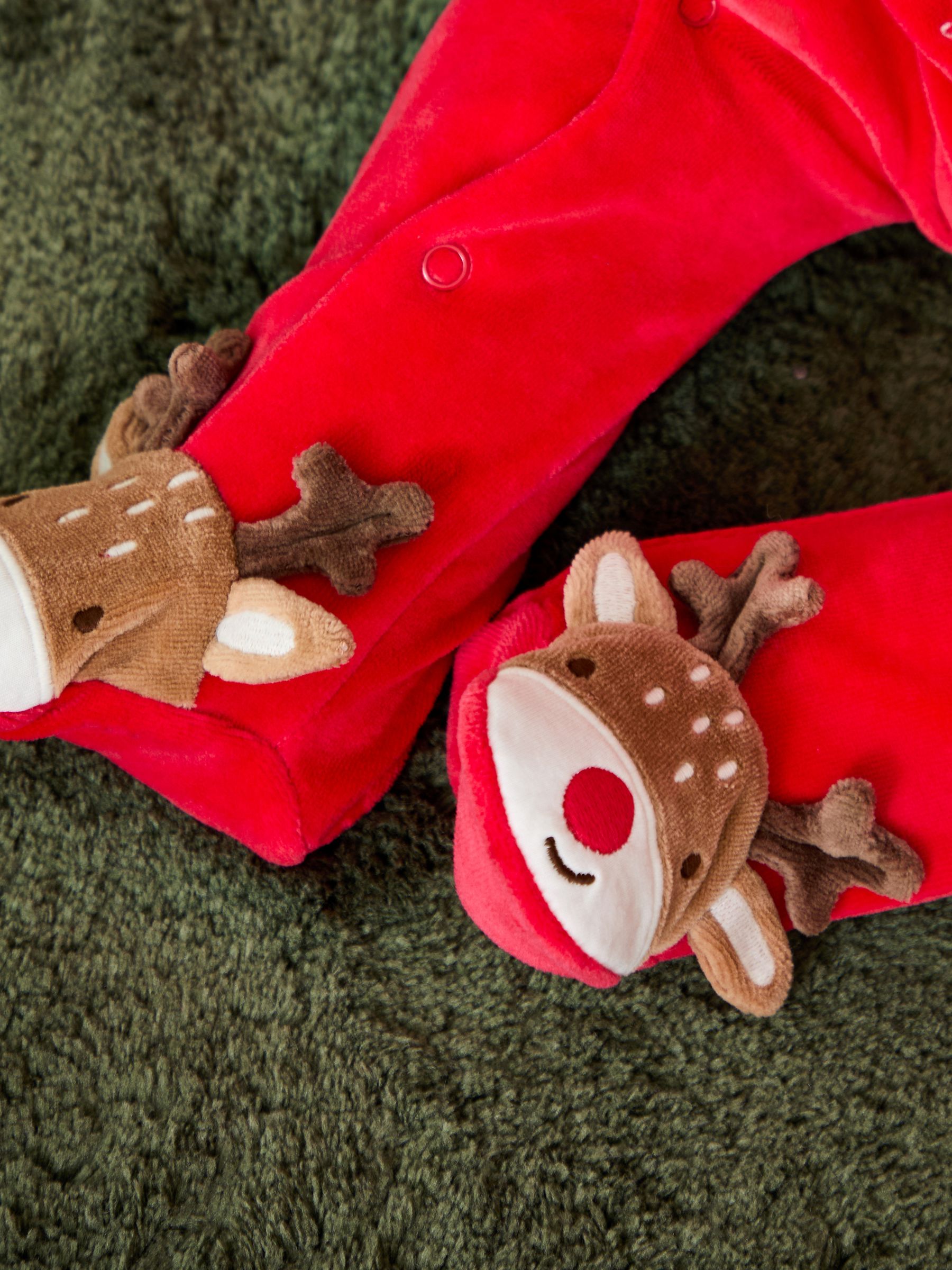 Red Raindeer My First Christmas Velour All-In-One - Image 2 of 4