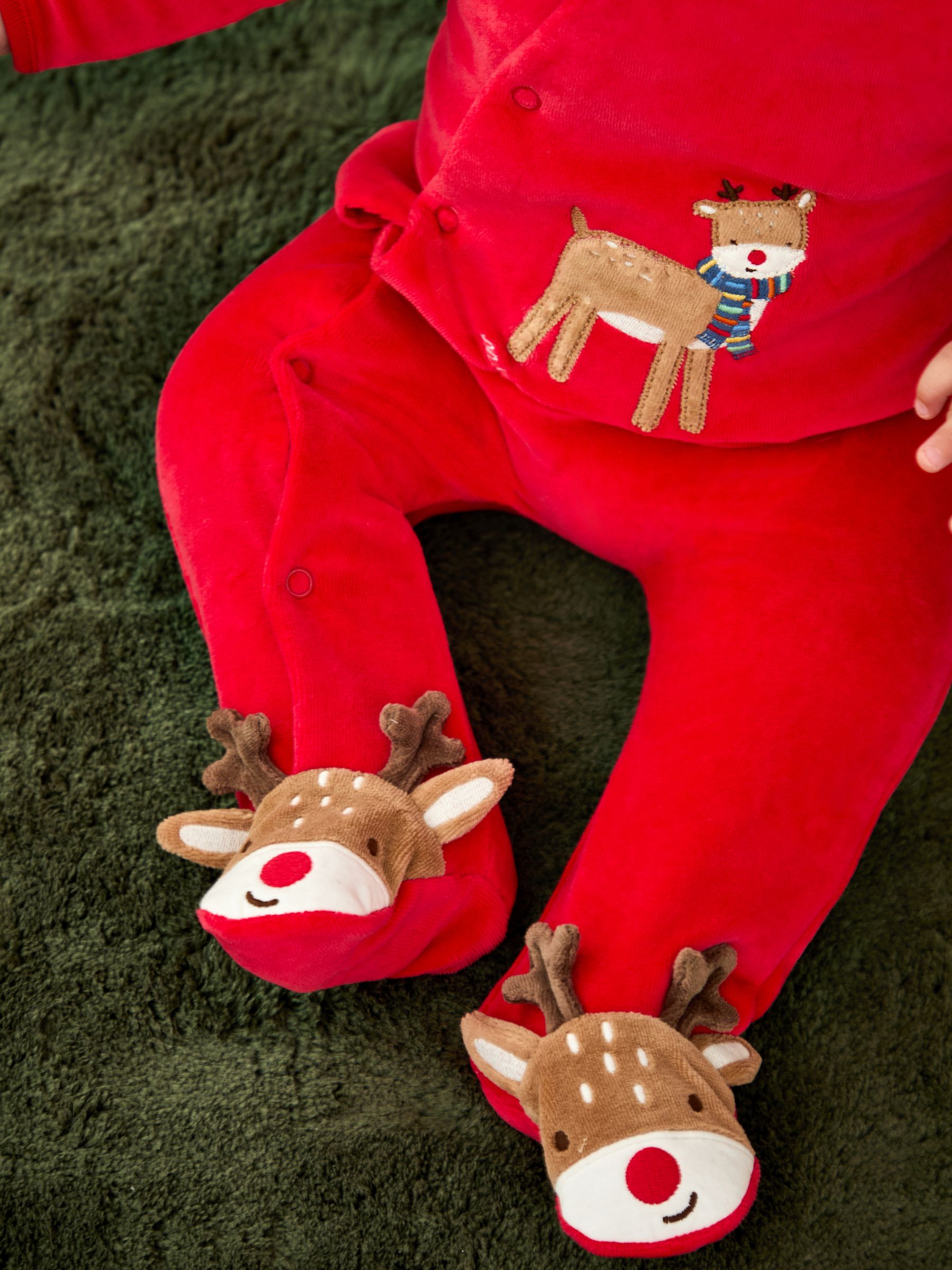 Red Raindeer My First Christmas Velour All-In-One - Image 4 of 4