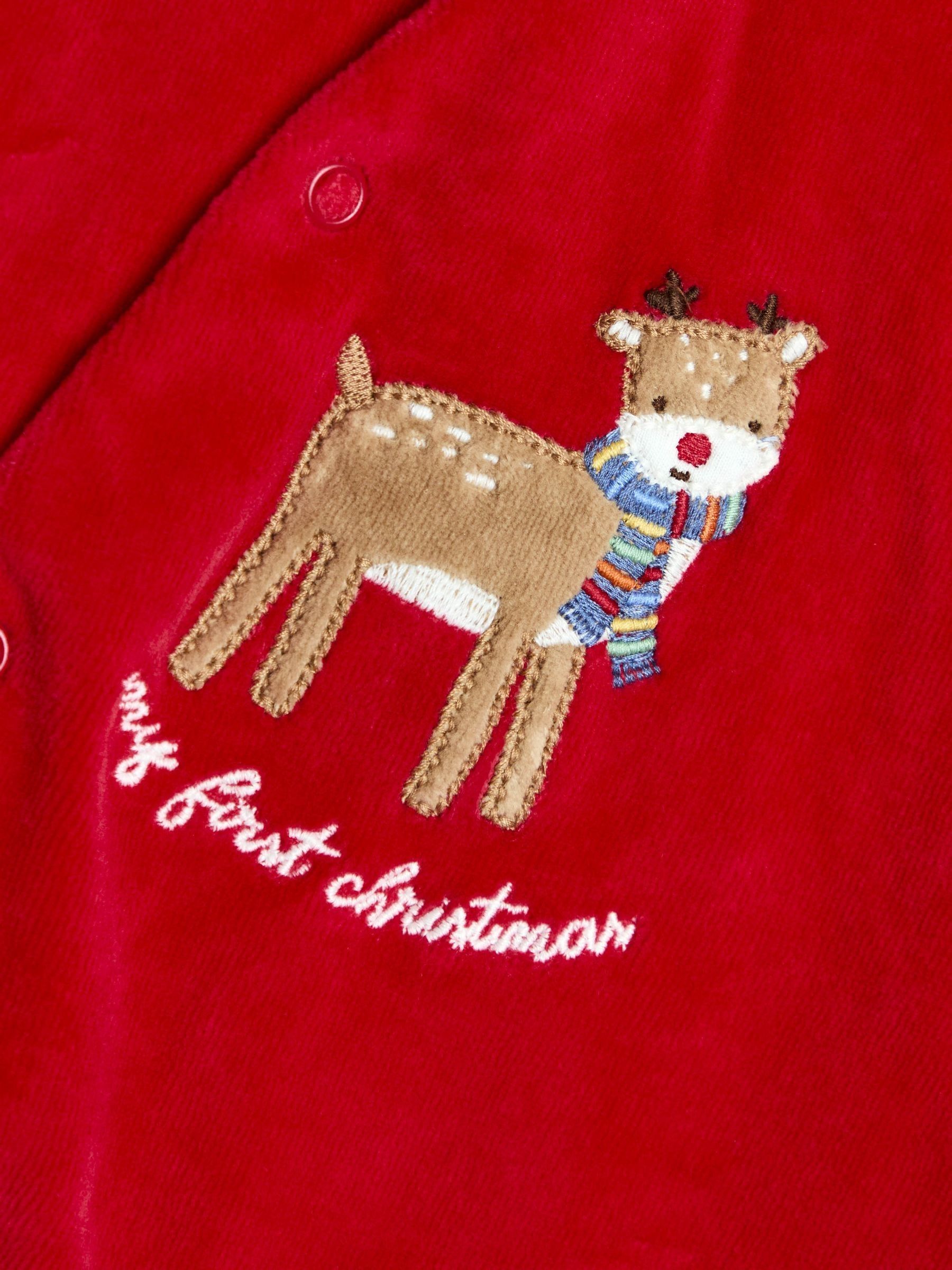 Red Raindeer My First Christmas Velour All-In-One - Image 7 of 8