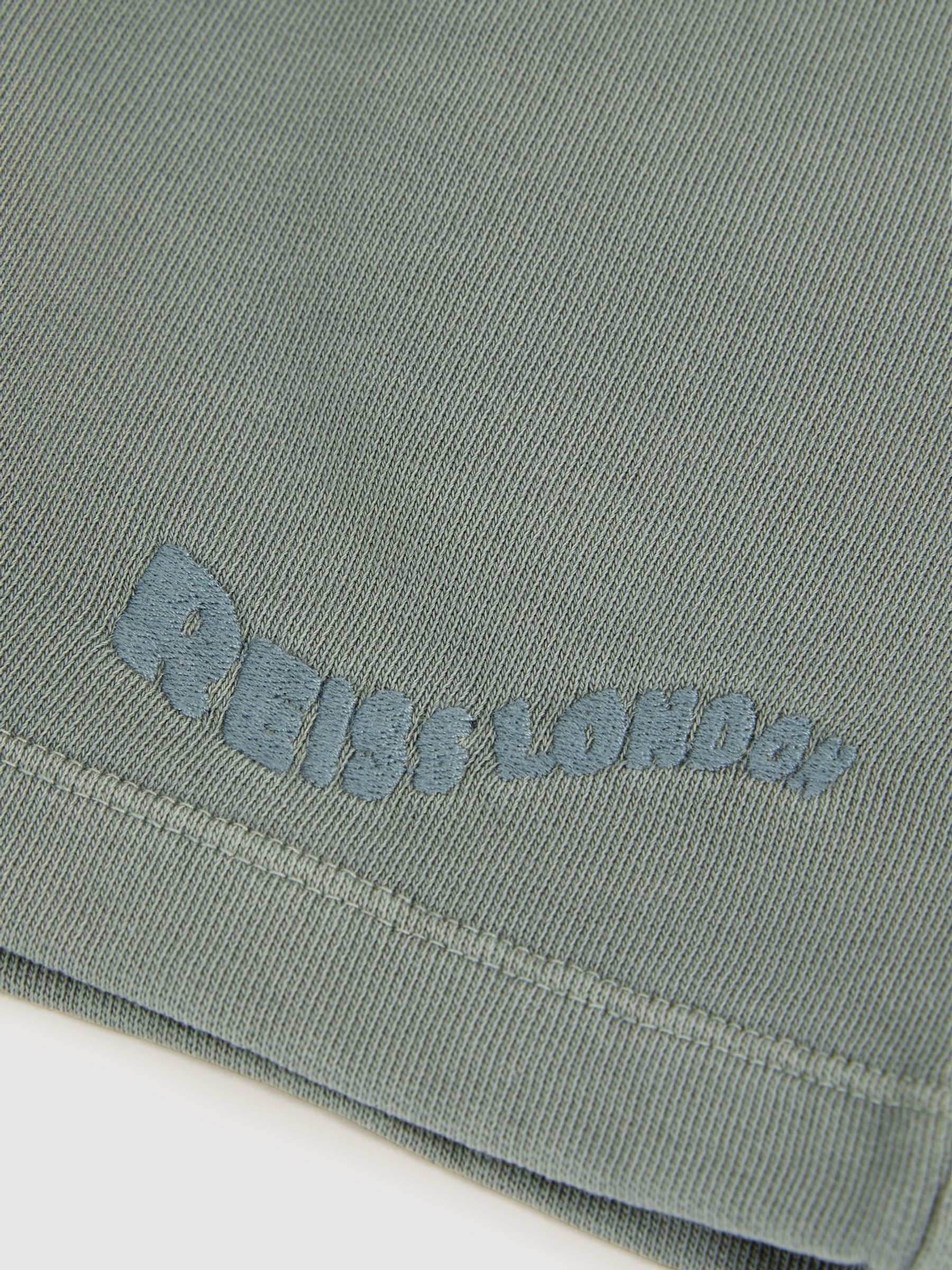 9-13 yrs Cotton Brand-Embroidered Shorts in Washed Sage - Image 4 of 4