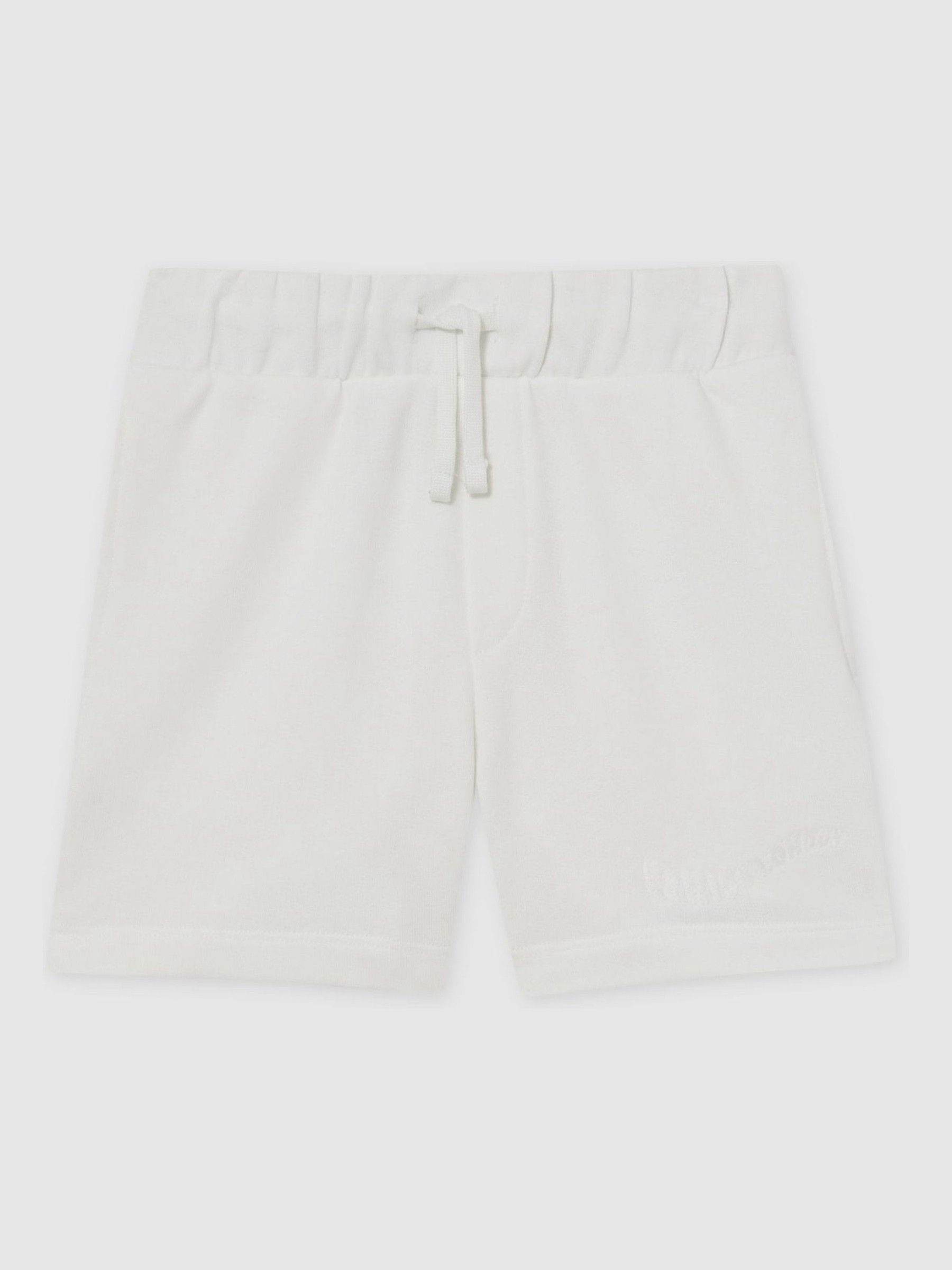 3-9 yrs Cotton Brand-Embroidered Shorts in Off White - Image 2 of 5