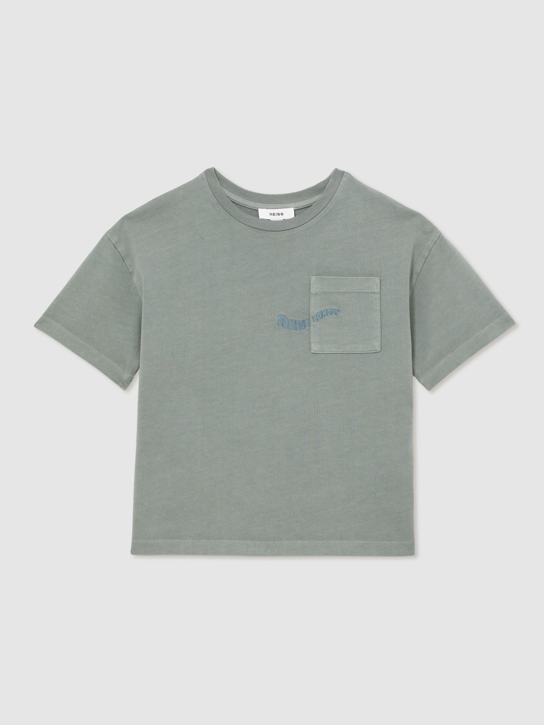 13-14 yrs Cotton Palm-Embroidery Oversize T-Shirt in Washed Sage - Image 1 of 5 13-14 yrs Cotton Palm-Embroidery Oversize T-Shirt in Washed Sage - Image 1 of 5