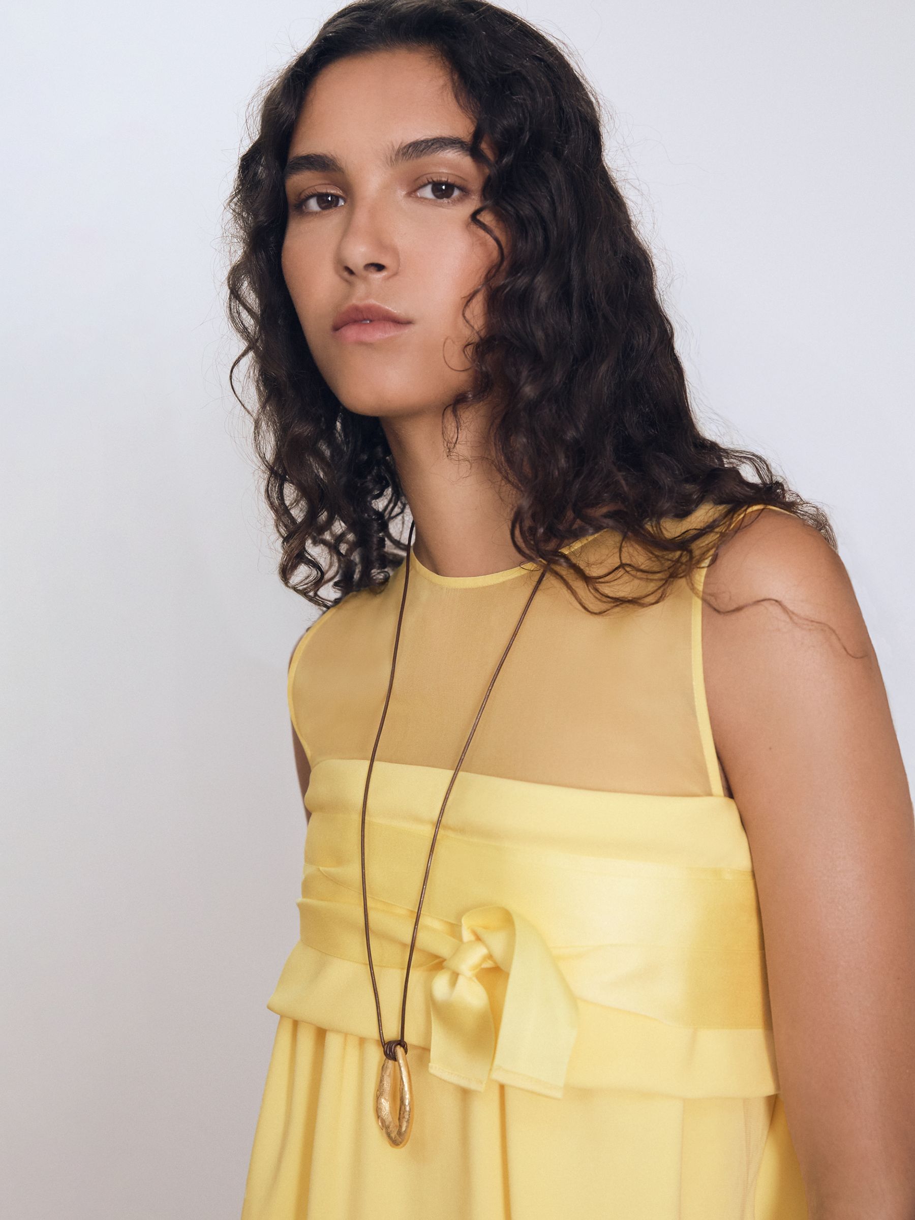 Atelier Ribbon-Tie Corset Shift Dress in Lemon - Image 5 of 6