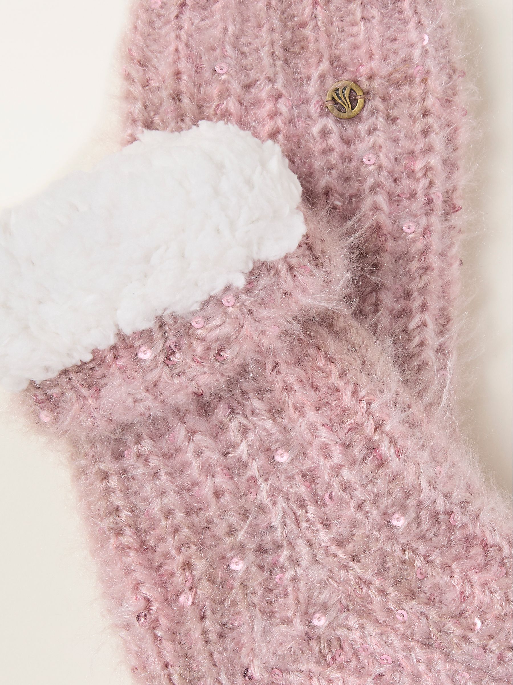 Pink Fluffy Sparkle Slipper Socks - Image 2 of 2