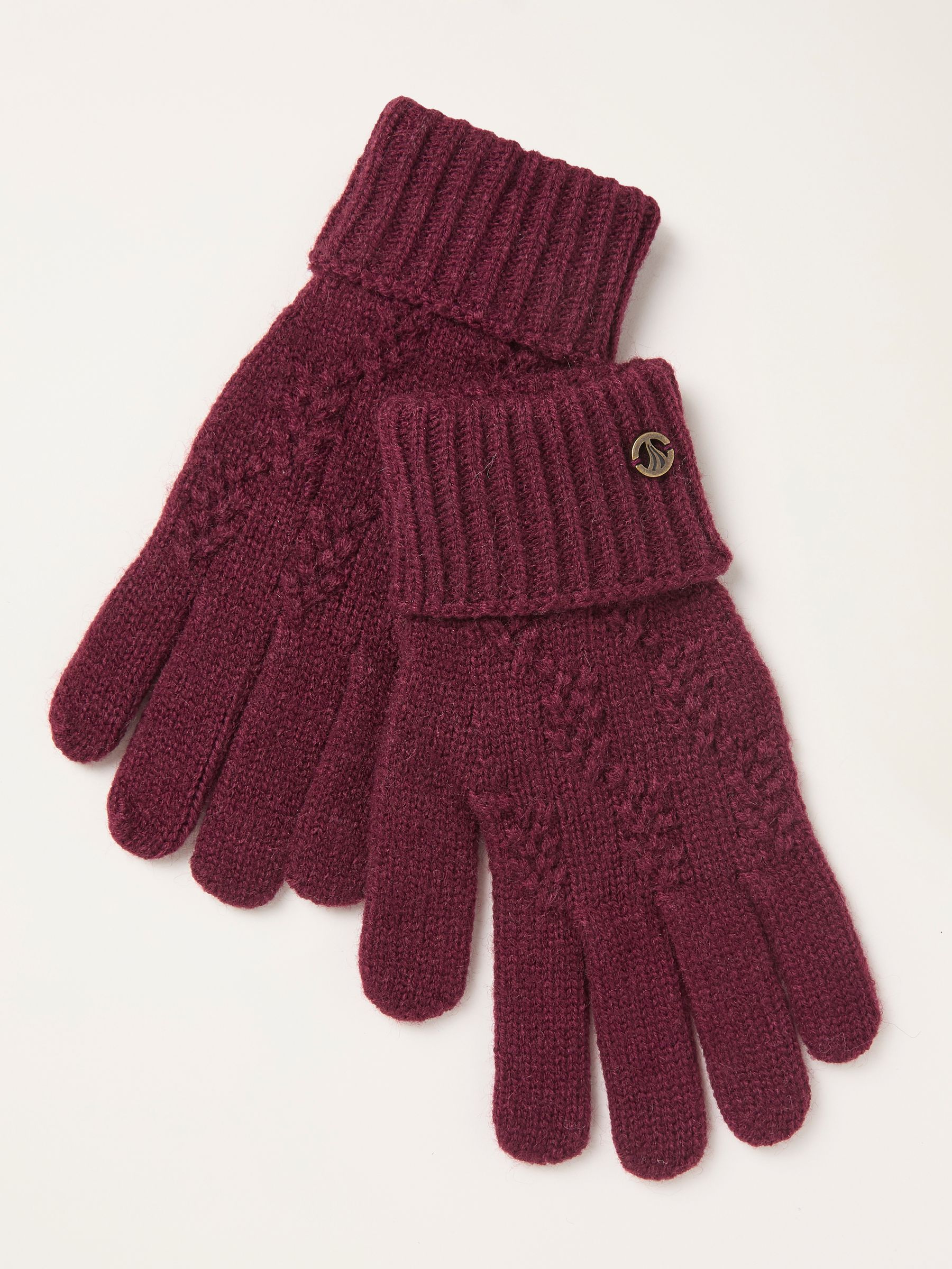 Burgundy Red Leaf Knit Gloves - Image 1 of 2