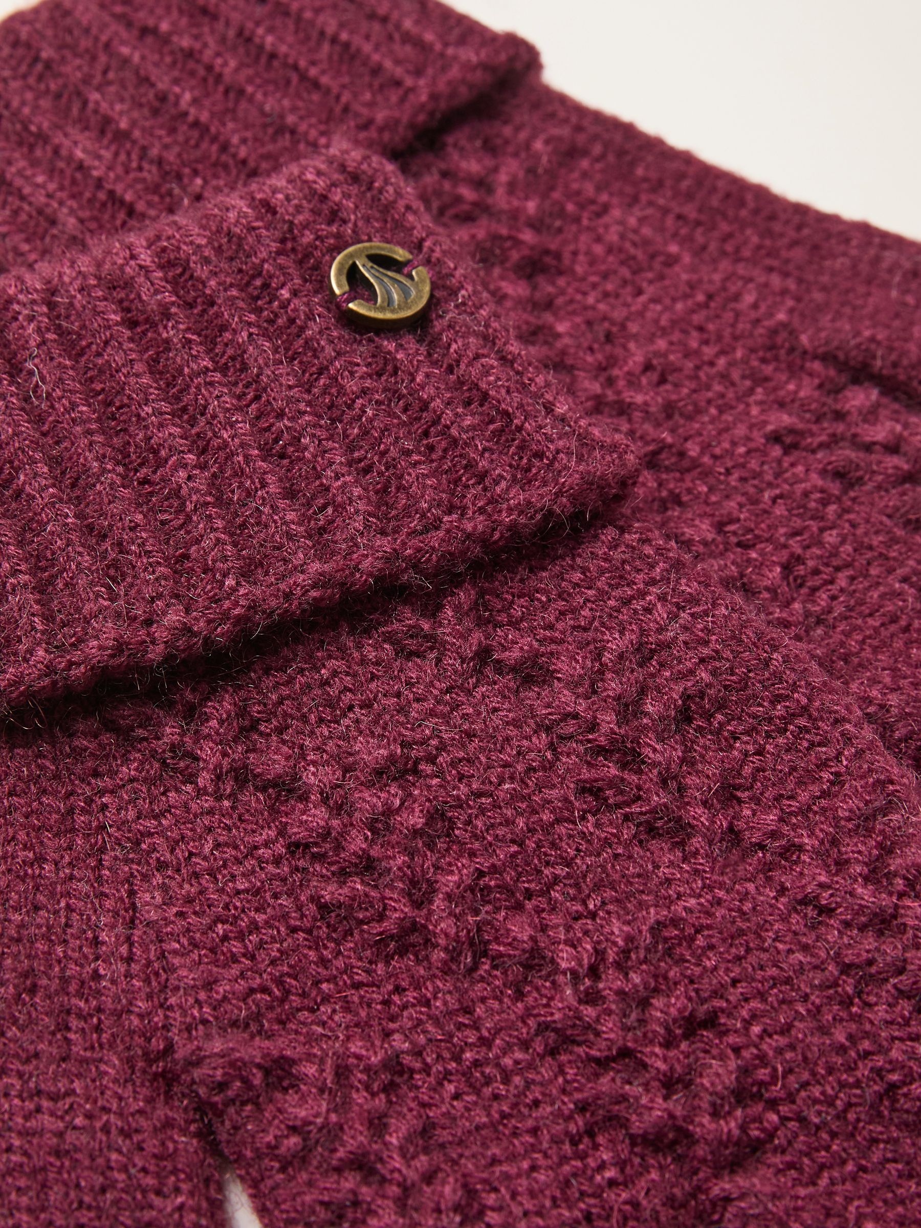 Burgundy Red Leaf Knit Gloves - Image 2 of 2