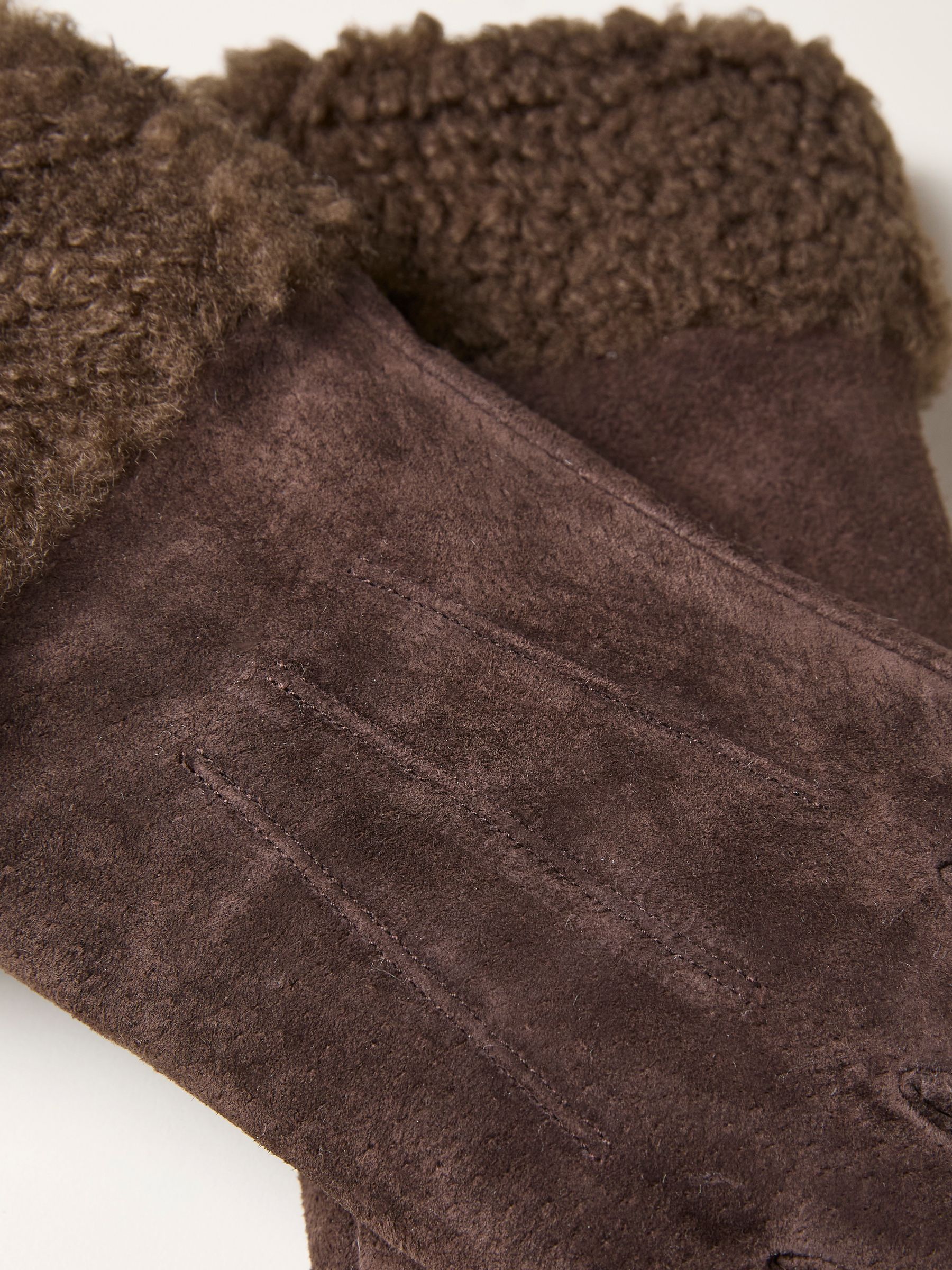 Chocolate Brown Suede Gloves - Image 2 of 2