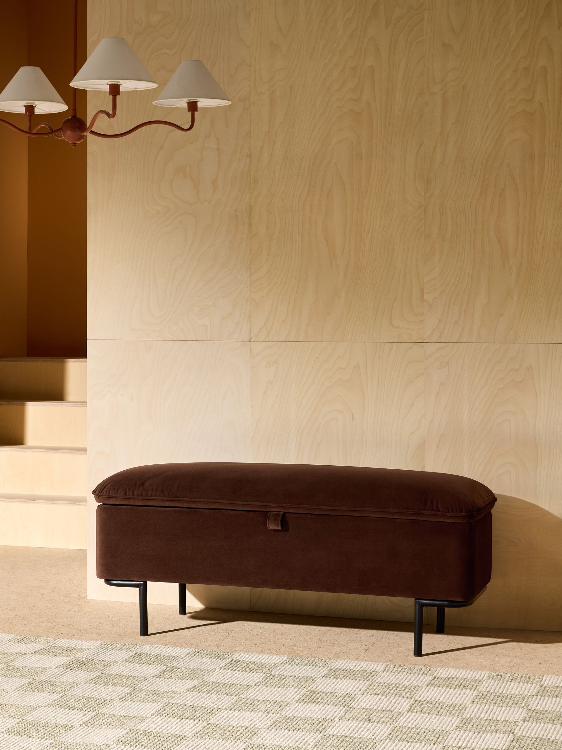 Harlow Storage Ottoman Bench in Chocolate Brown - Image 1 of 5