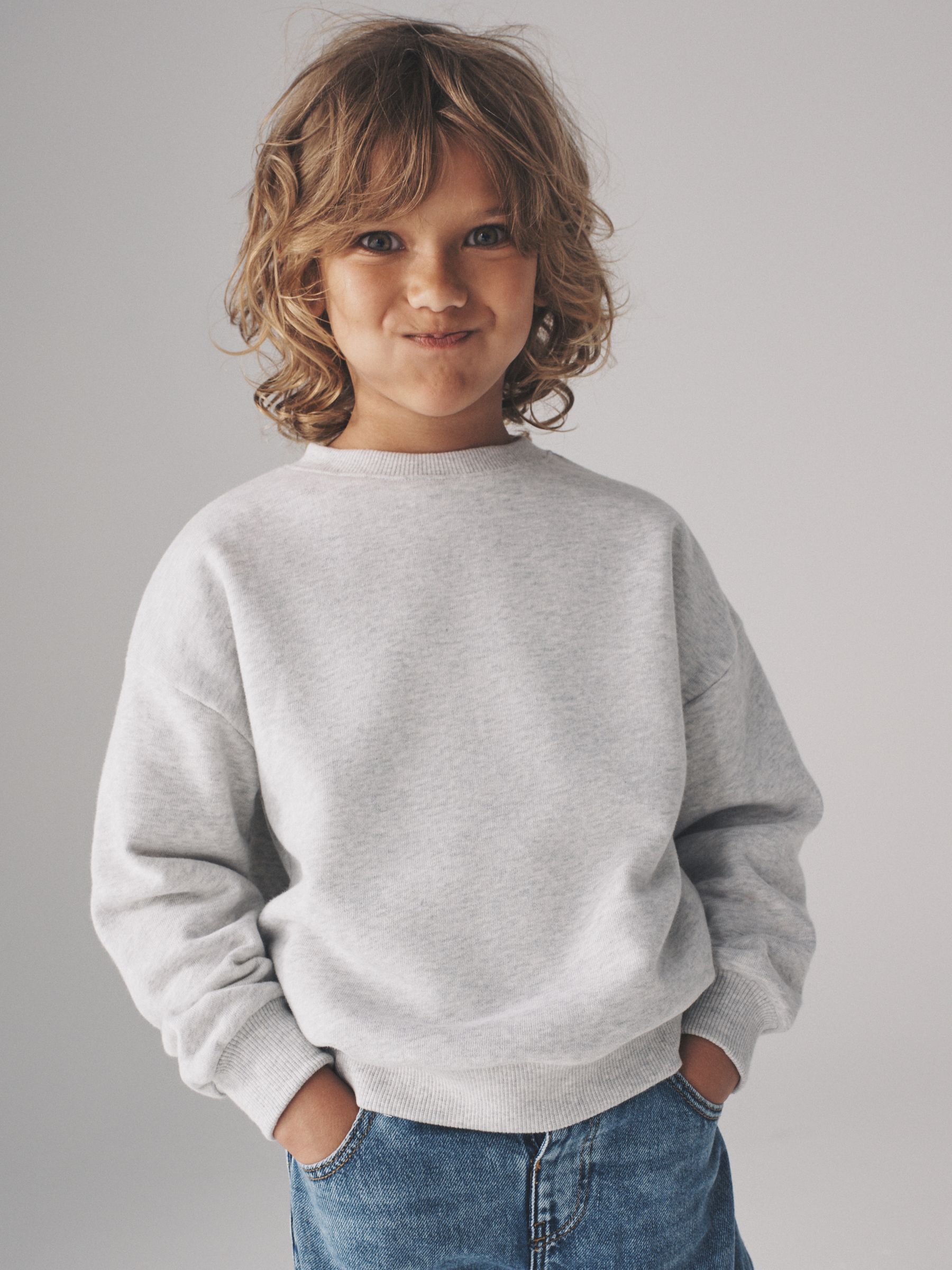 Navy/Blue/Cream/Grey Marl - 4 Pack Crew Neck Jersey Sweatshirts - Image 1 of 8