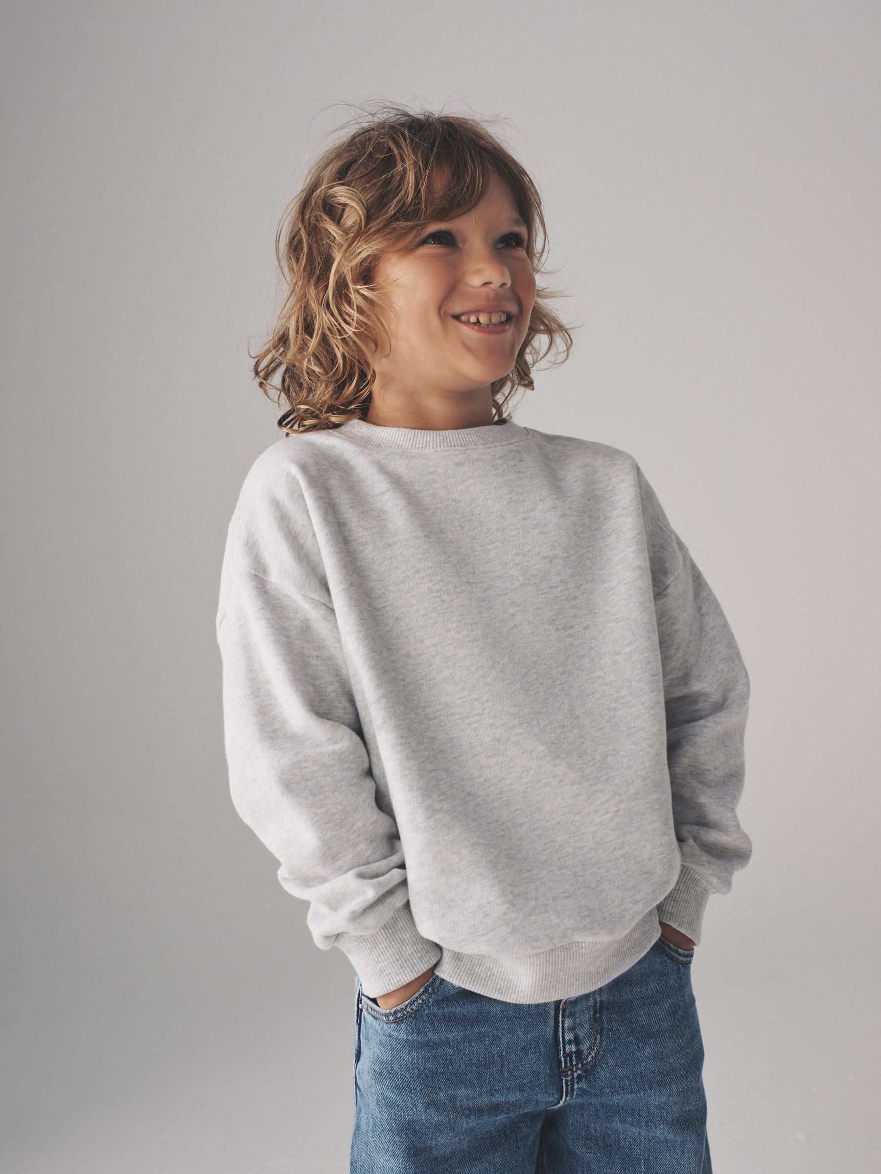 Navy/Blue/Cream/Grey Marl - 4 Pack Crew Neck Jersey Sweatshirts - Image 3 of 8