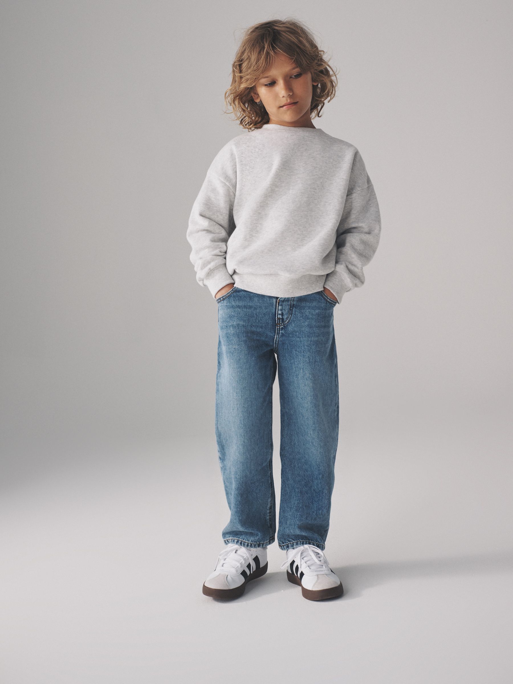 Navy/Blue/Cream/Grey Marl - 4 Pack Crew Neck Jersey Sweatshirts - Image 5 of 8