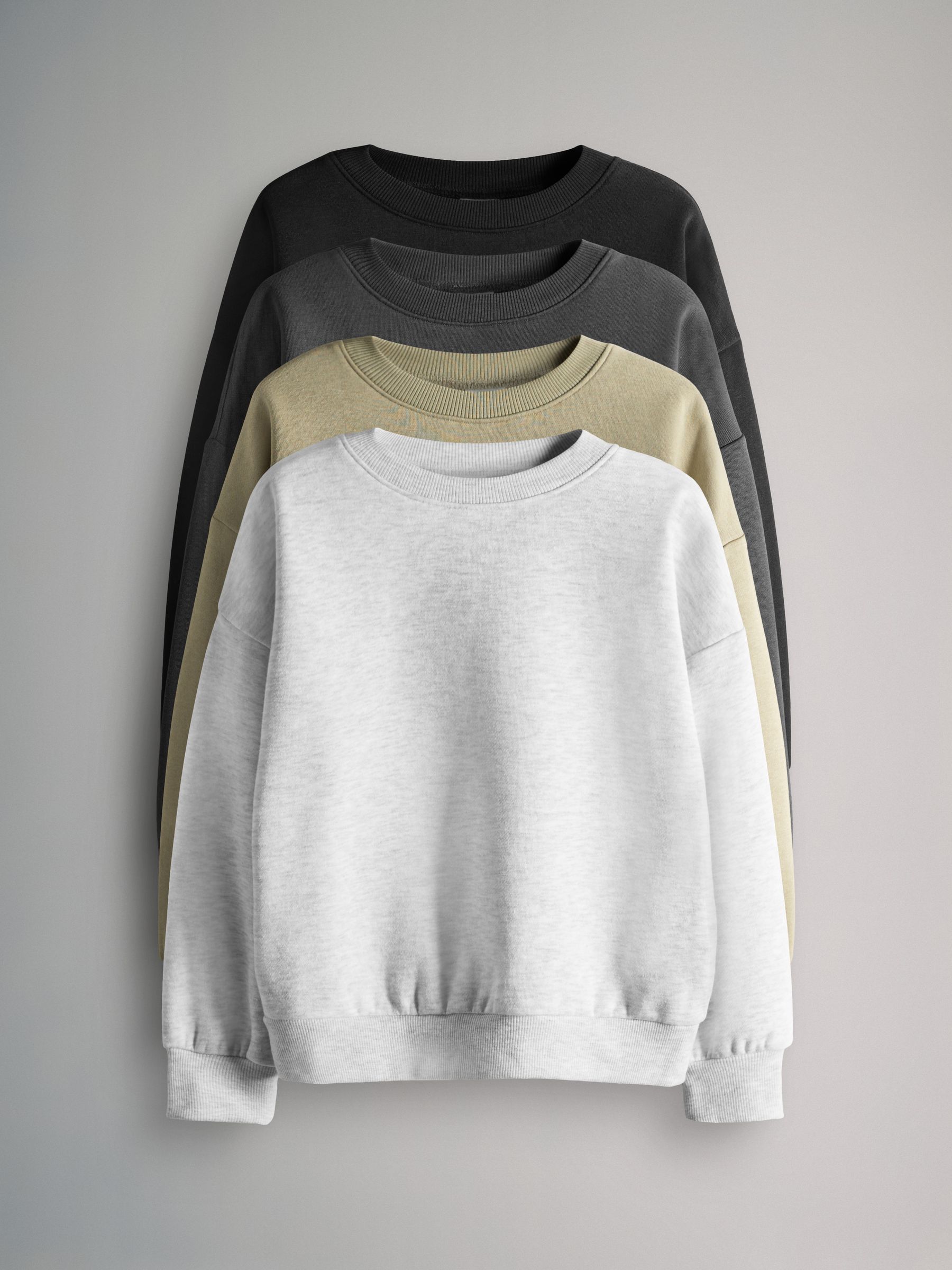 Black/Grey/Green - 4 Pack Crew Neck Jersey Sweatshirts - Image 1 of 7