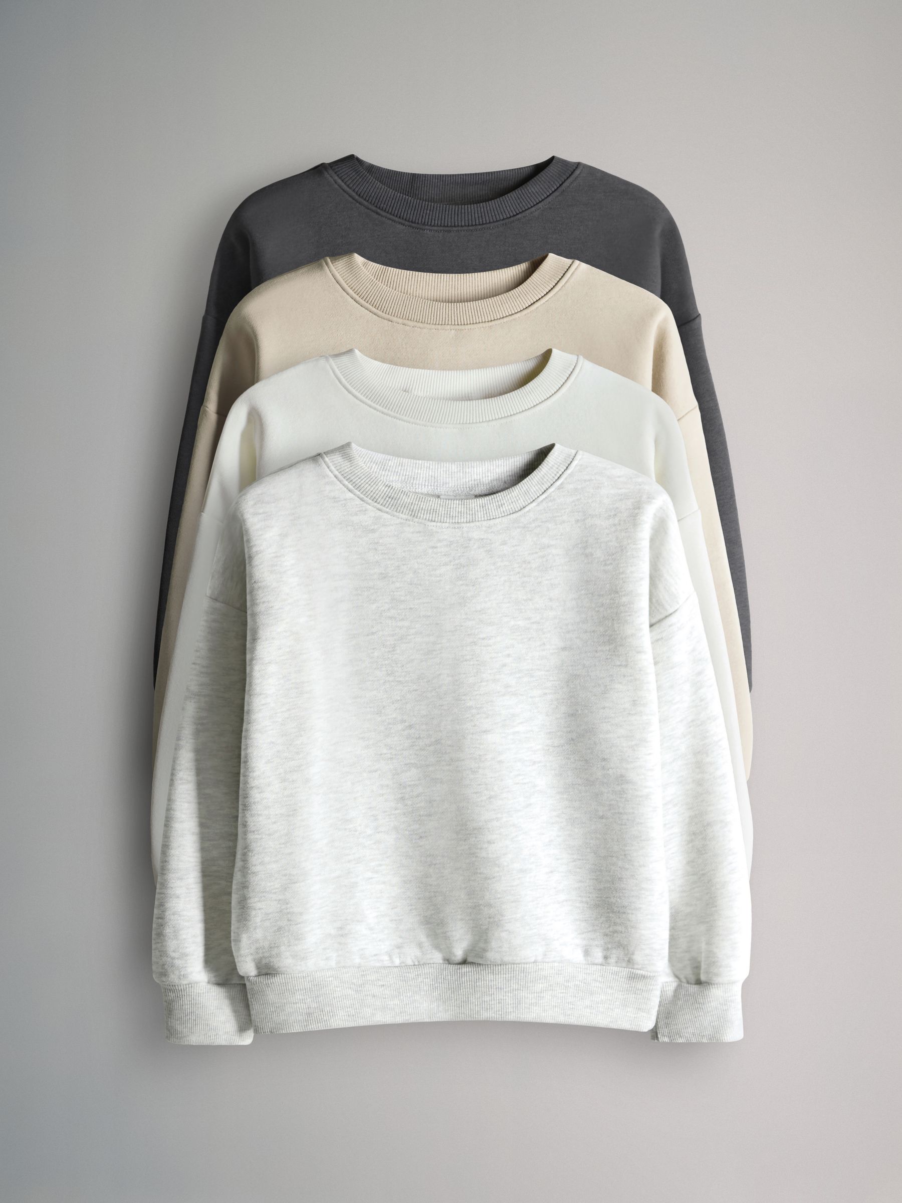 Neutral/Grey - 4 Pack Crew Neck Jersey Sweatshirts - Image 1 of 7 Neutral/Grey - 4 Pack Crew Neck Jersey Sweatshirts - Image 1 of 7