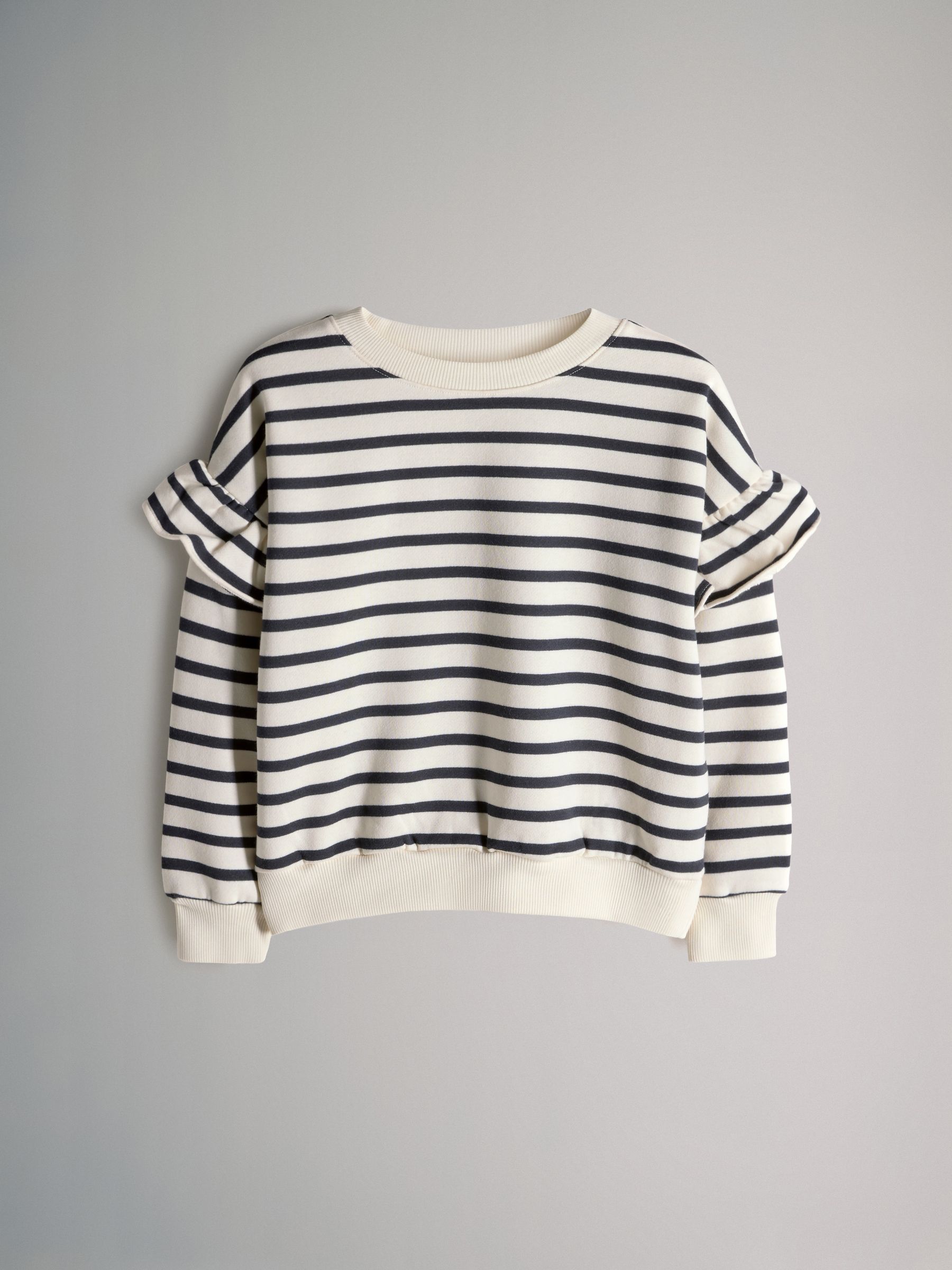 Brown/Cream/Stripe 3 Pack Relaxed Frill Sleeve Sweatshirts - Image 3 of 6
