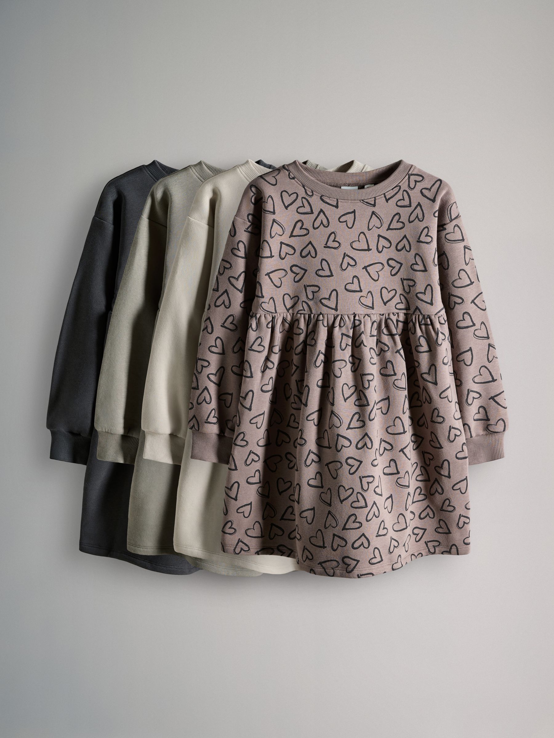Grey/Stone - 4 Pack Sweat Dresses - Image 1 of 7