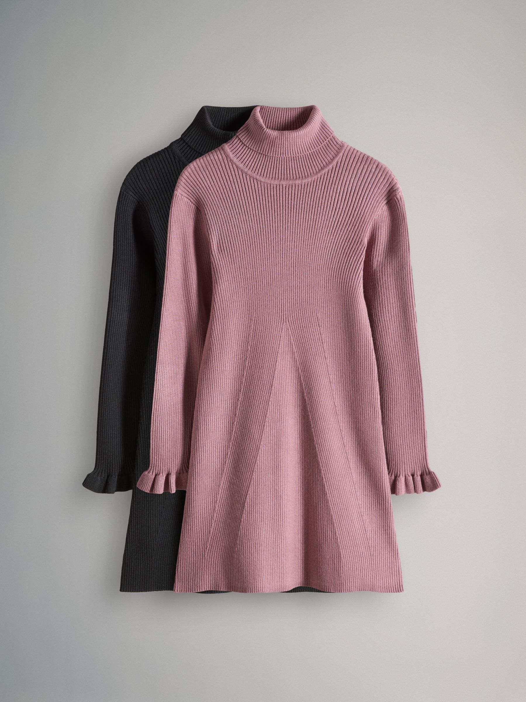 2 Pack Rib Knit Roll Neck Dresses - Image 1 of 6