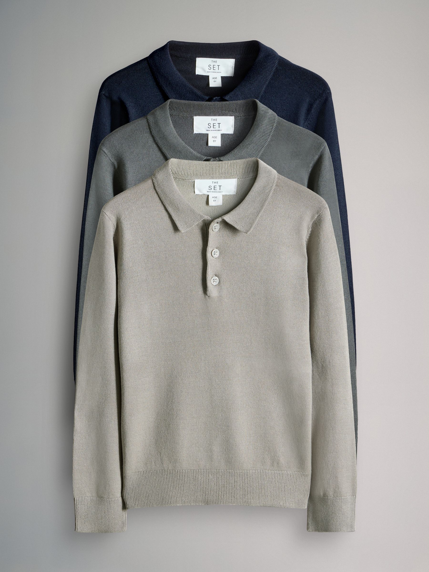 3 Pack Long Sleeve Knitted Collar Jumpers - Image 1 of 11
