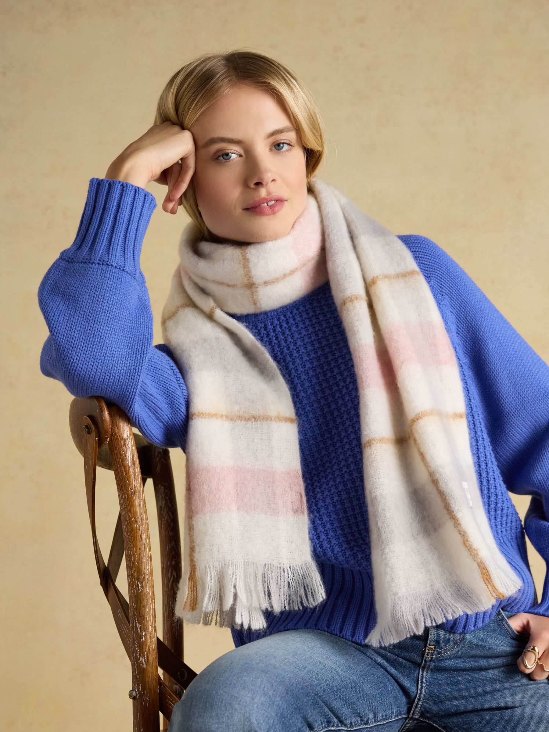 Betsy Pink Cream Brushed Scarf - Image 2 of 6 Betsy Pink Cream Brushed Scarf - Image 2 of 6