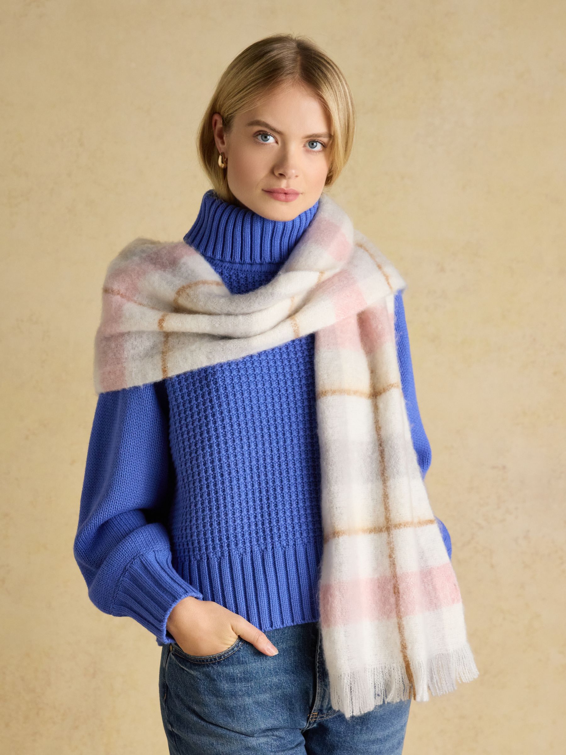 Betsy Pink Cream Brushed Scarf - Image 4 of 6