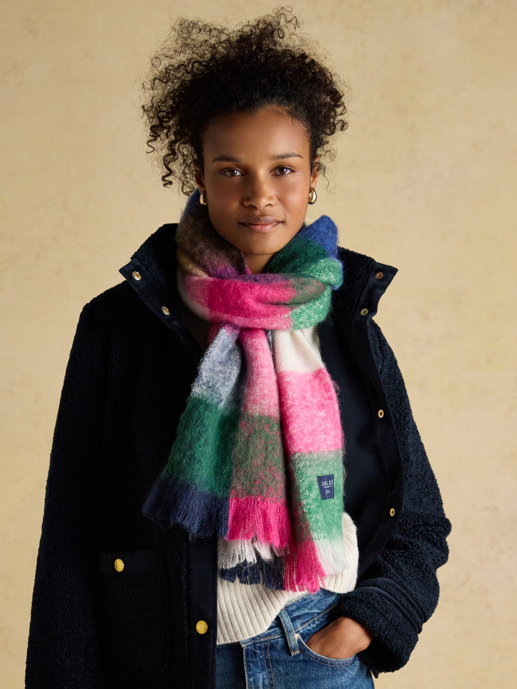 Betsy Green Pink Mutli Brushed Scarf - Image 2 of 6