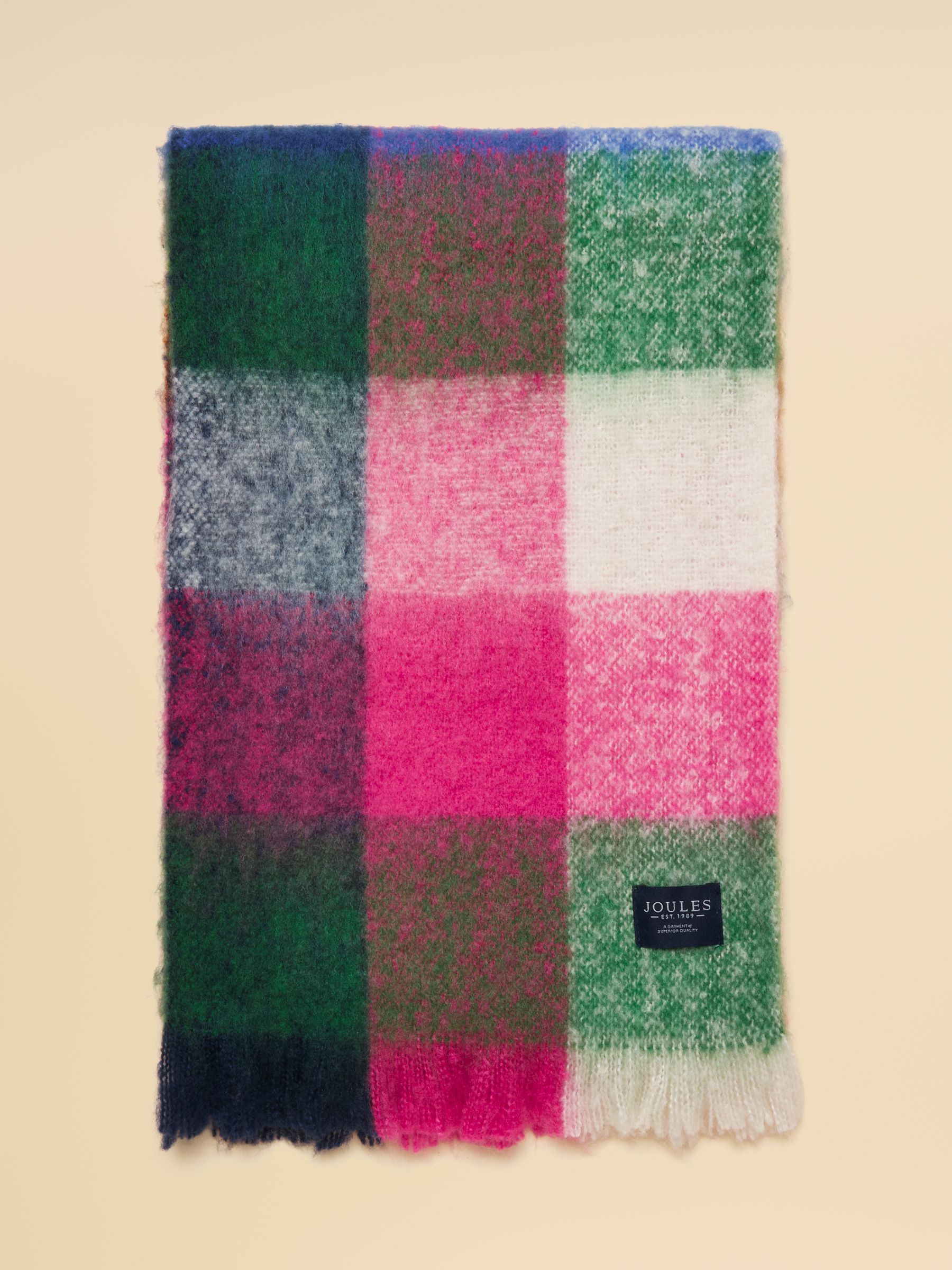 Betsy Green Pink Mutli Brushed Scarf - Image 5 of 6