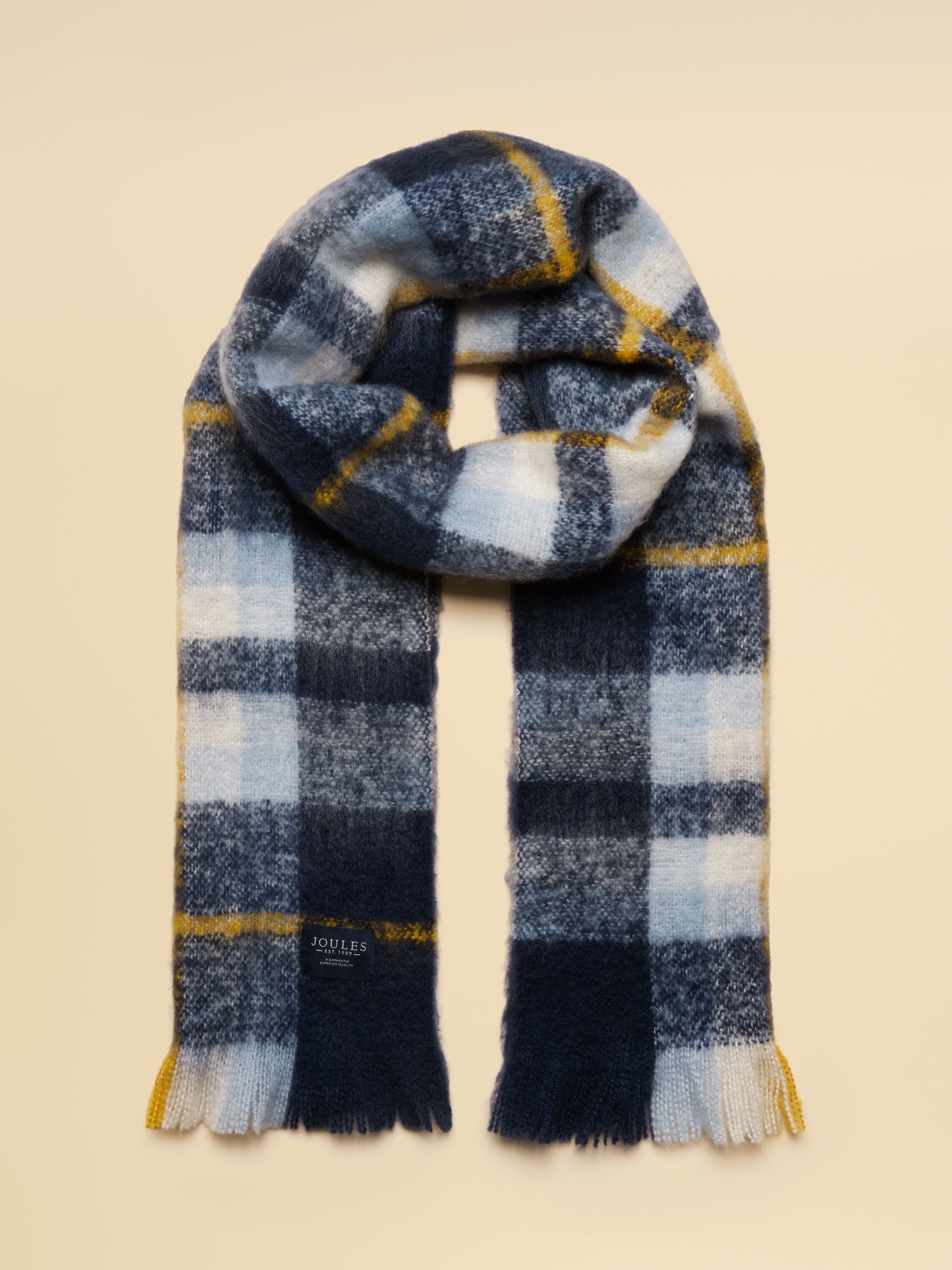 Betsy Navy Yellow Brushed Scarf - Image 1 of 7