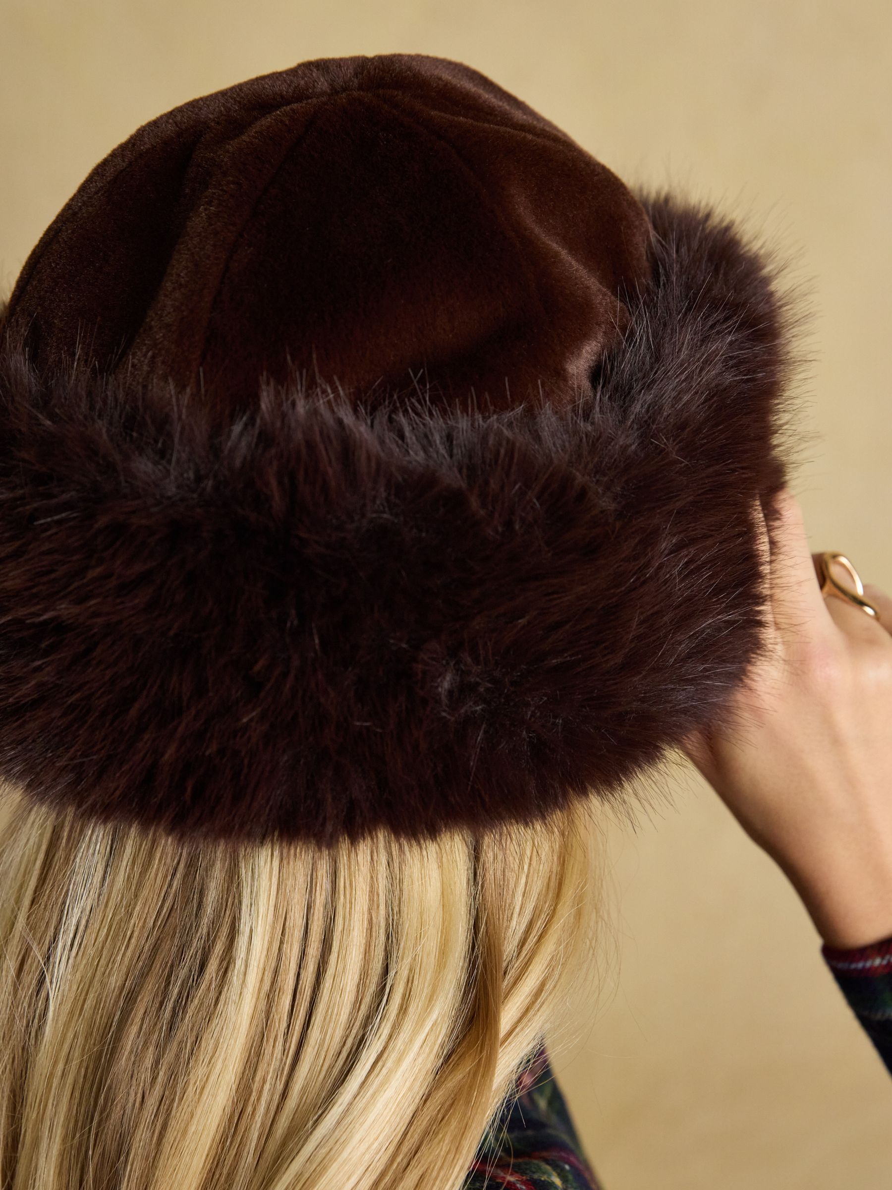 Aspen Chocolate Brown Faux Fur Hat - Image 3 of 7